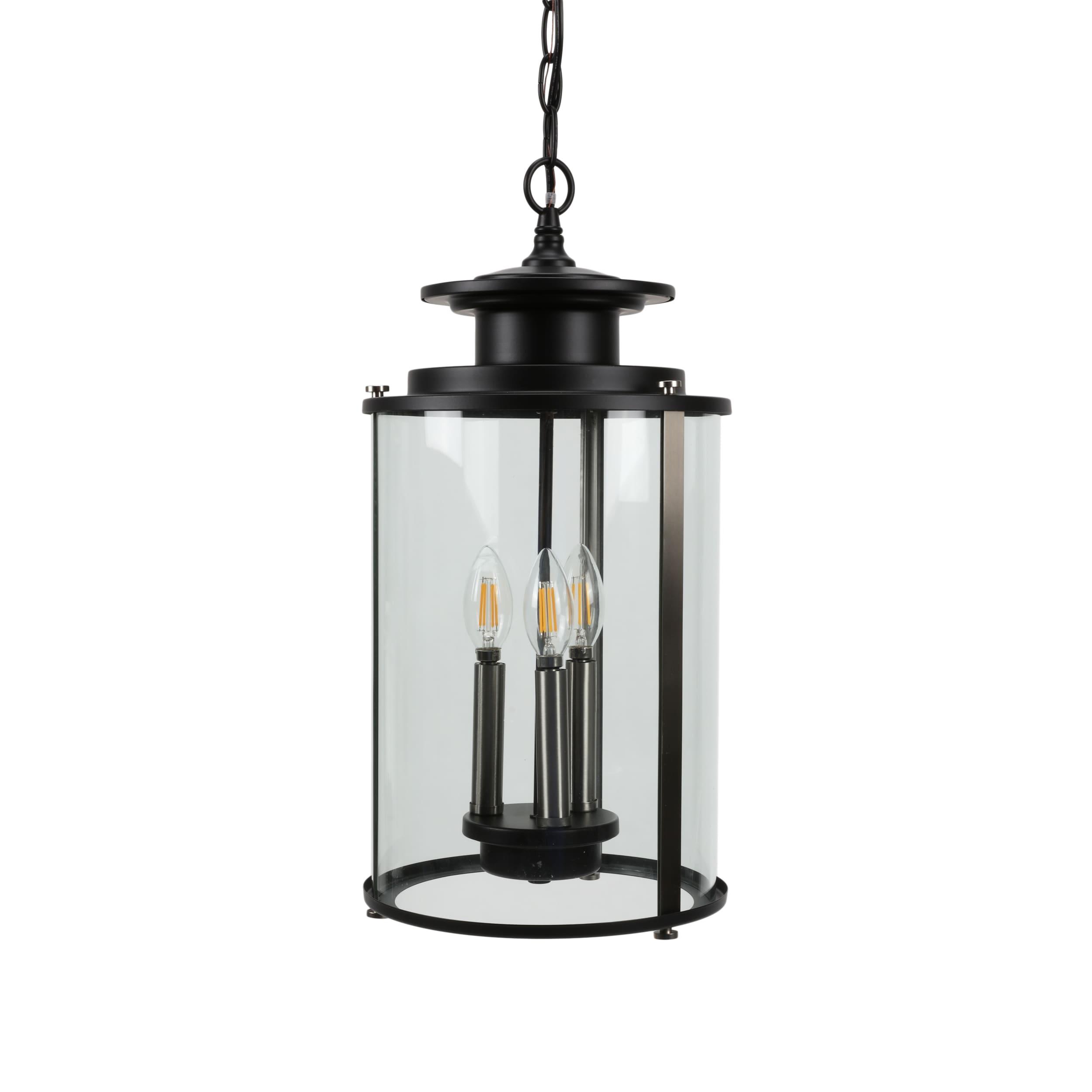 Progress Lighting Squire 3-Light Hanging Lantern, Steel, Black Finish, Clear Glass Shade