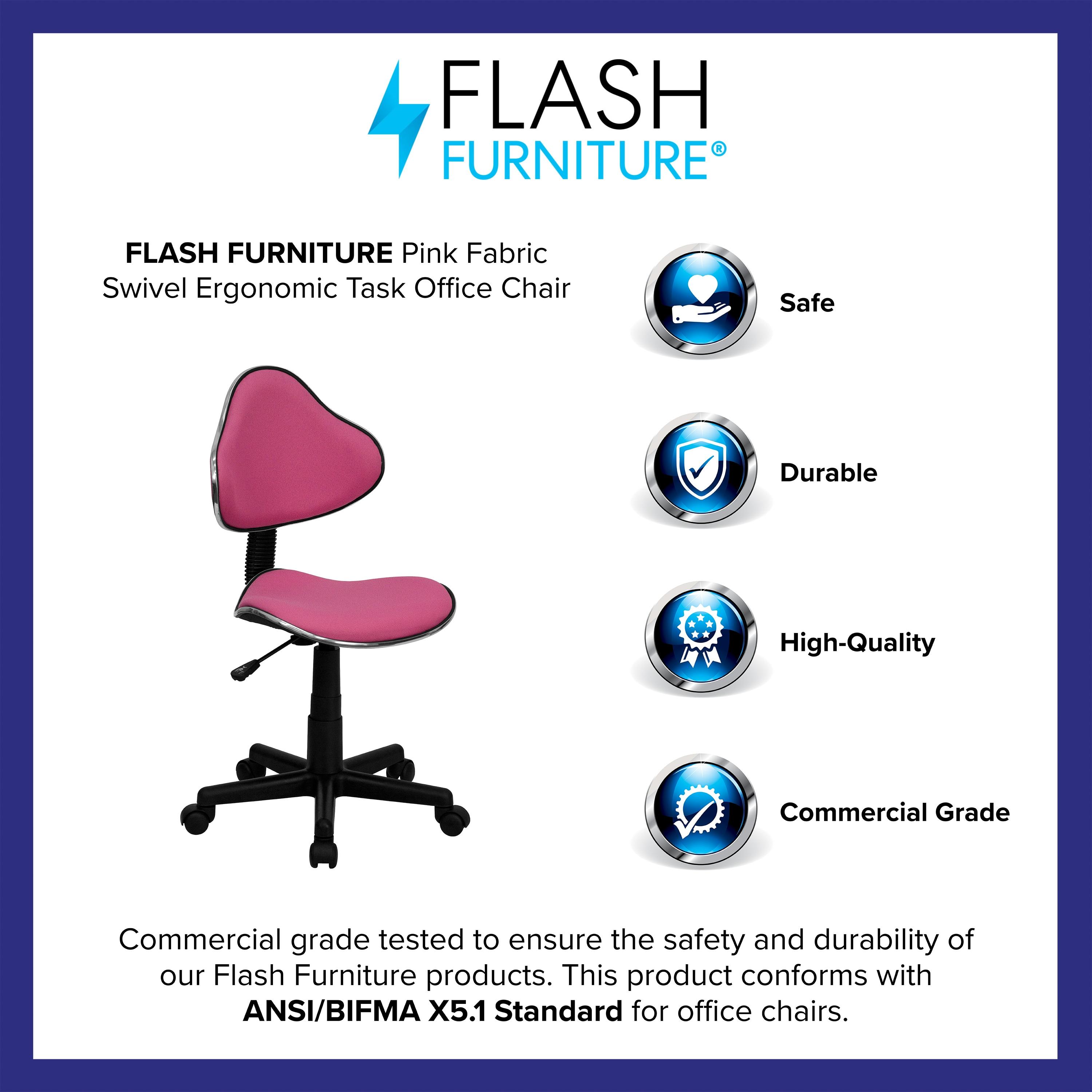 Flash Furniture Whitney Pink Fabric Swivel Ergonomic Task Office Chair