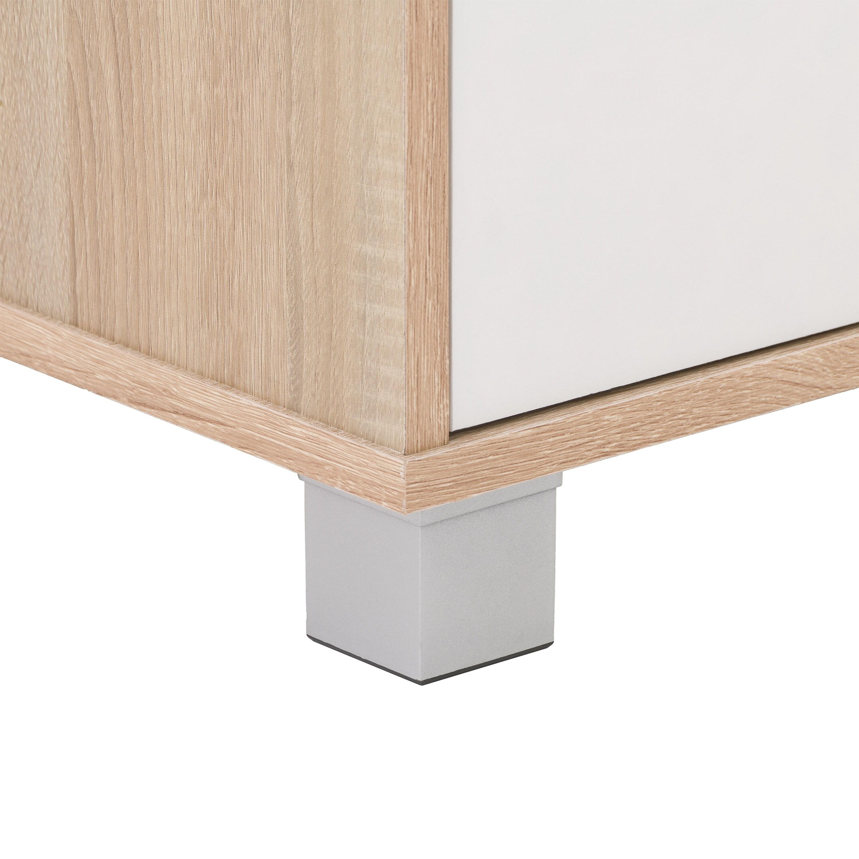 Hollywood TV Stand for TVs up to 85" with Doors Wood Grain White/Brown - CorLiving: Modern Media Console, Laminated MDF