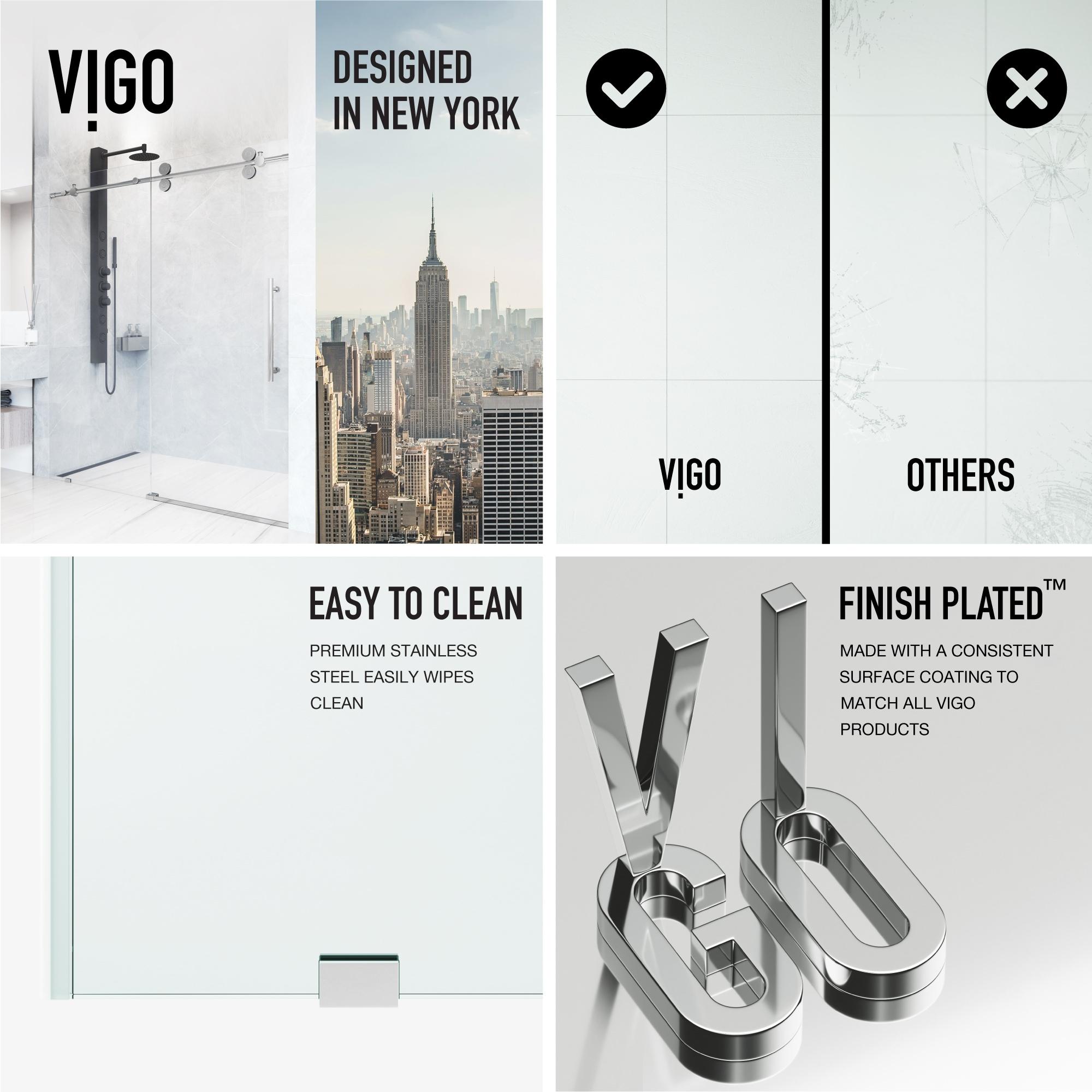 Elan 56-60" W x 74" H Sliding Frameless Shower Door with 3/8" Clear Glass