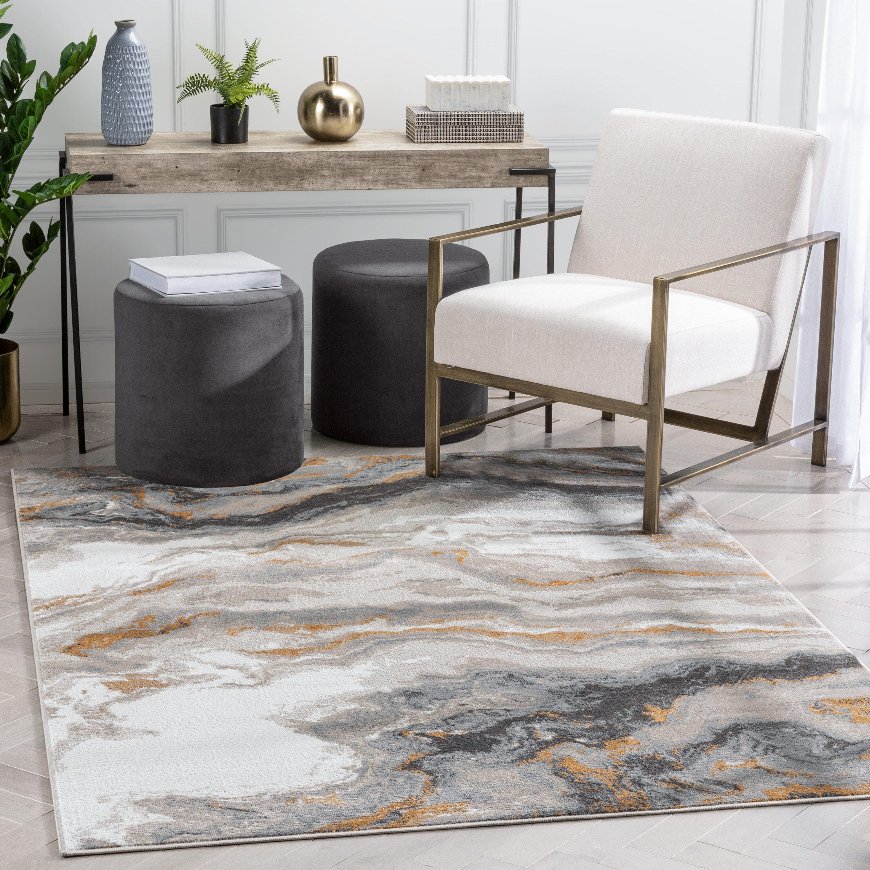 Verity Yara Modern Abstract Gray Rust Rug