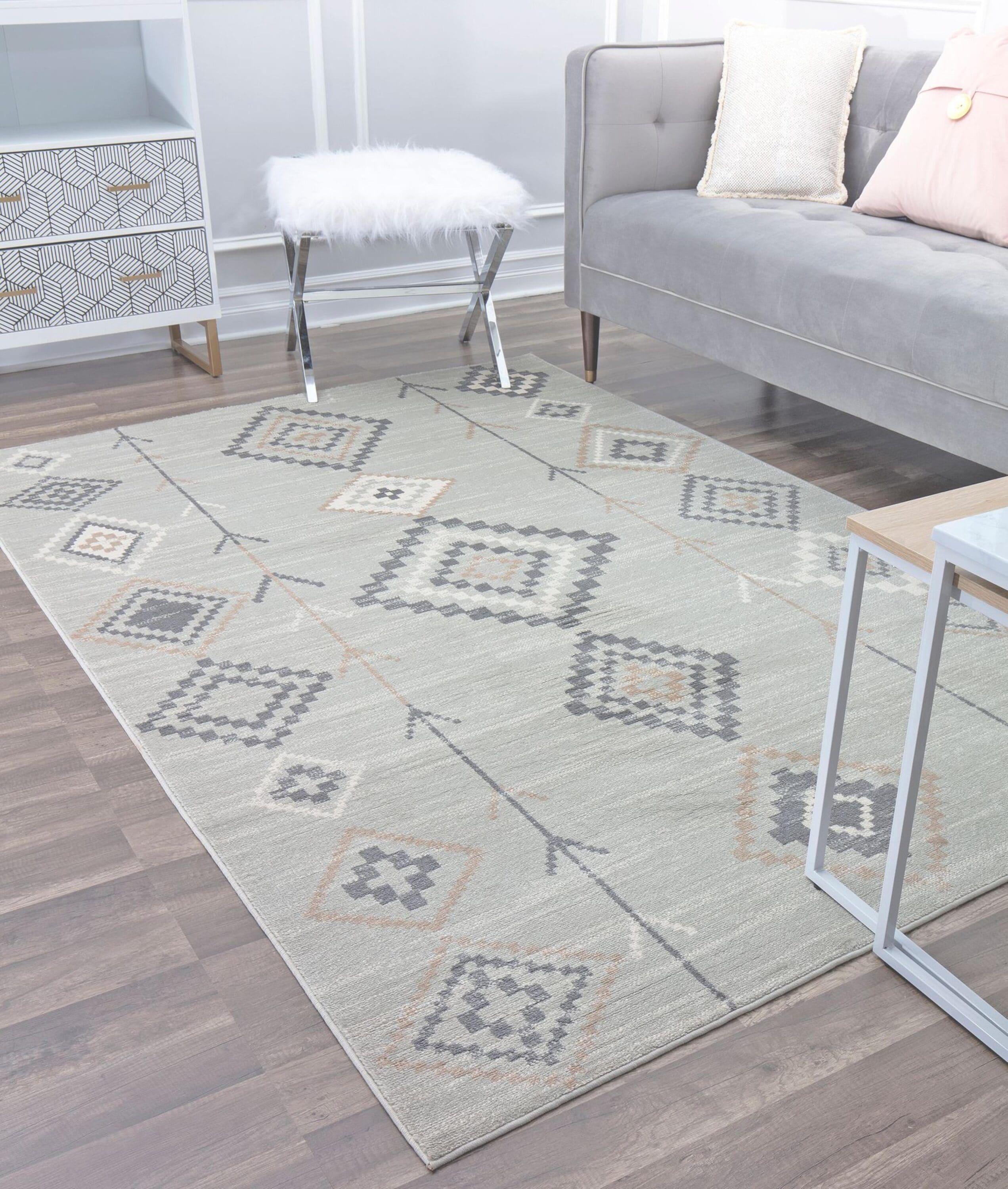 Bodrum Tribal Native Fog Area Rug
