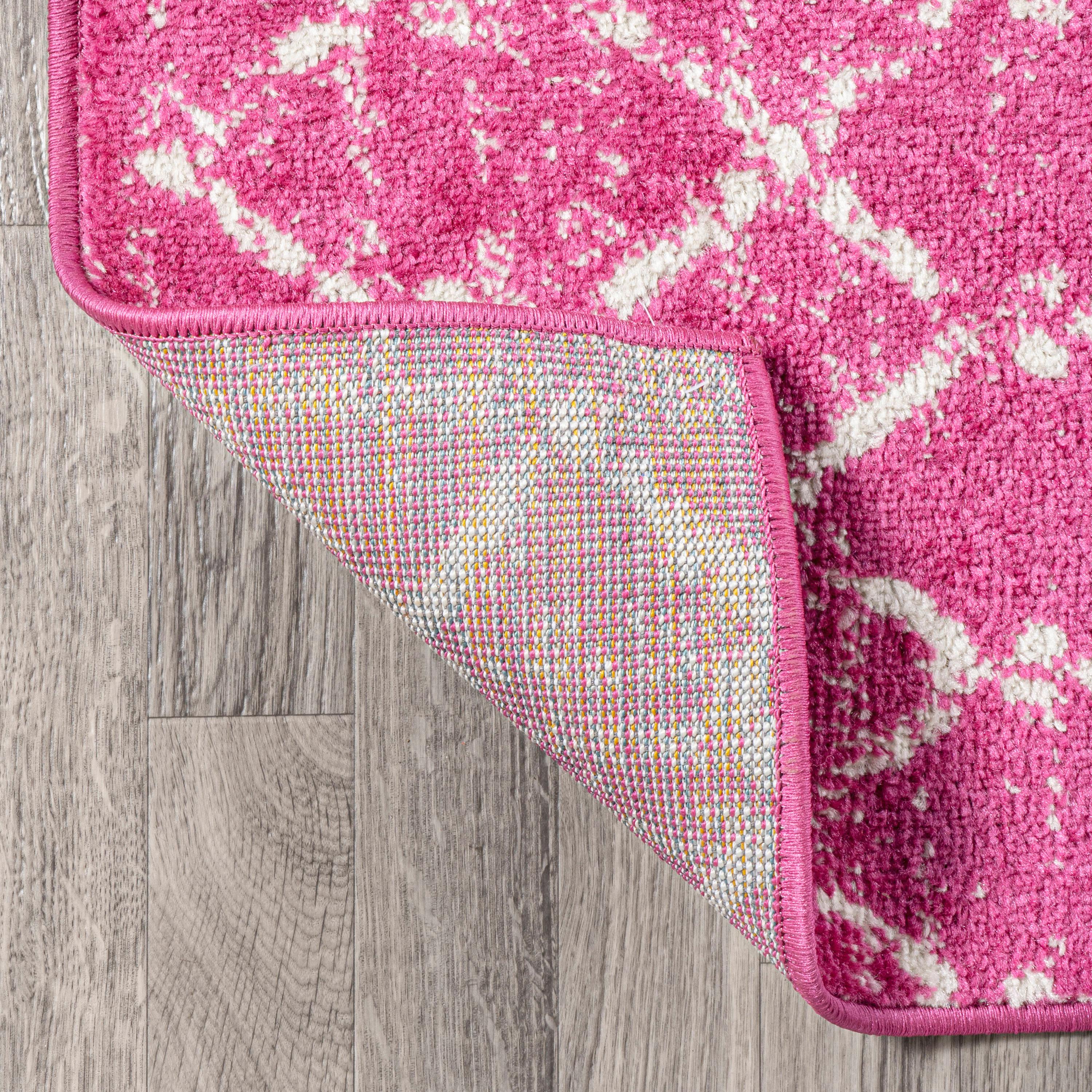 8' x 10' Moroccan HYPE Boho Vintage Diamond Area Rug, Fuchsia/Ivory - JONATHAN Y