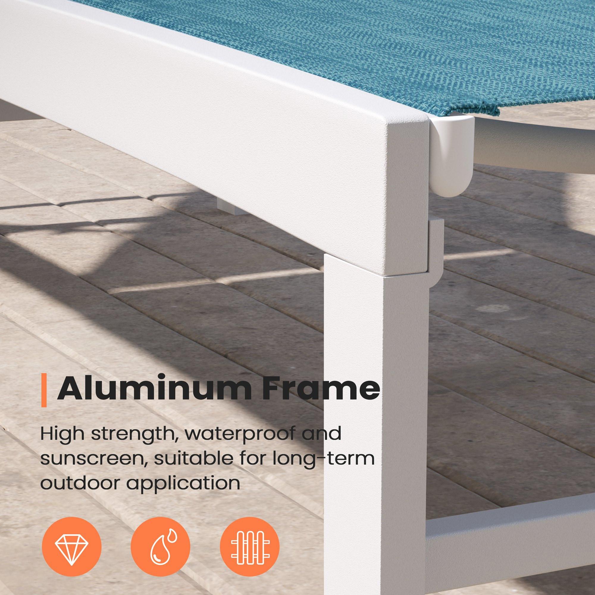 Pellebant  Outdoor Aluminum Patio Chaise Lounge Chair Adjustable - N/A Blue
