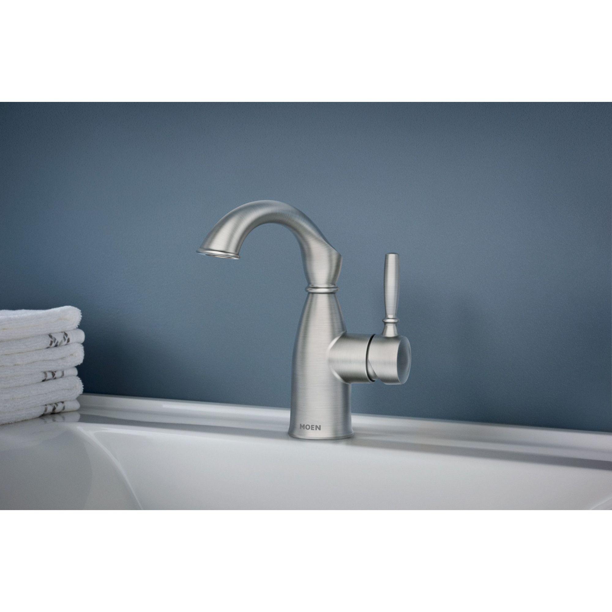Moen Sarona Single Hole Bathroom Faucet with Drain Assembly and Optional Deckplate