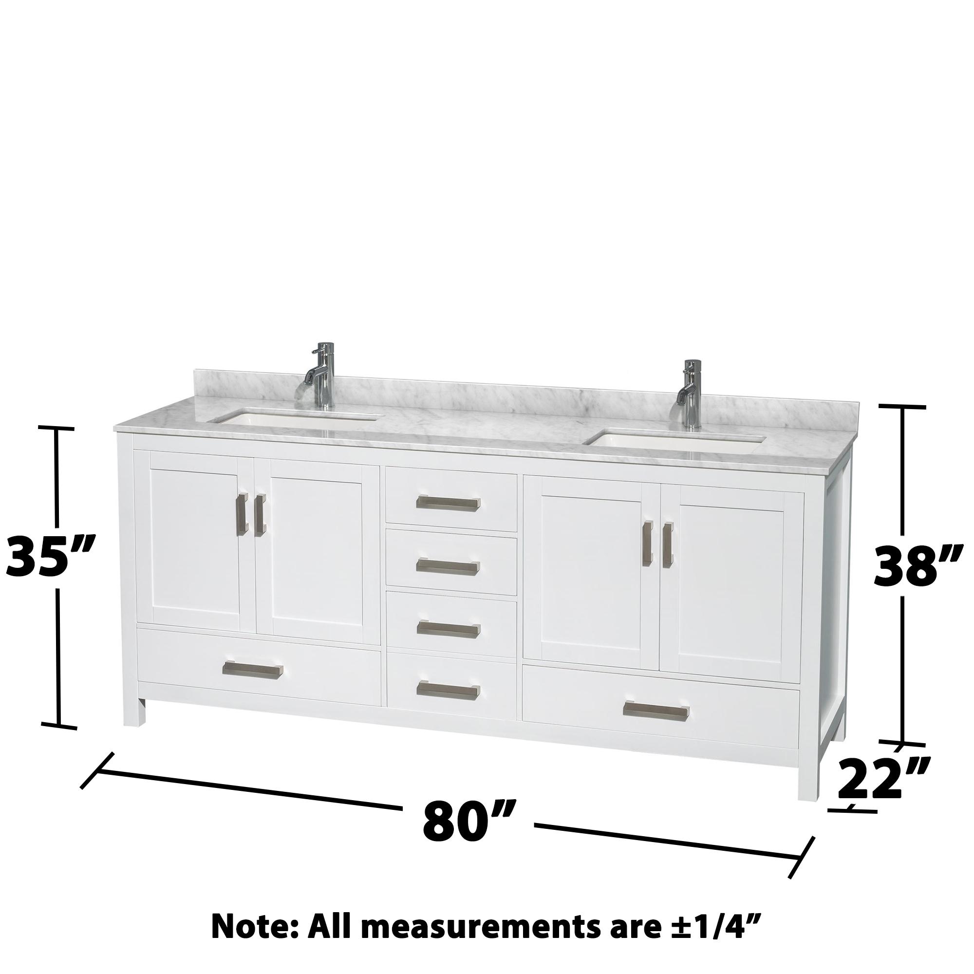 Wyndham Collection Sheffield 80" Freestanding Double Bathroom Vanity with Marble Top