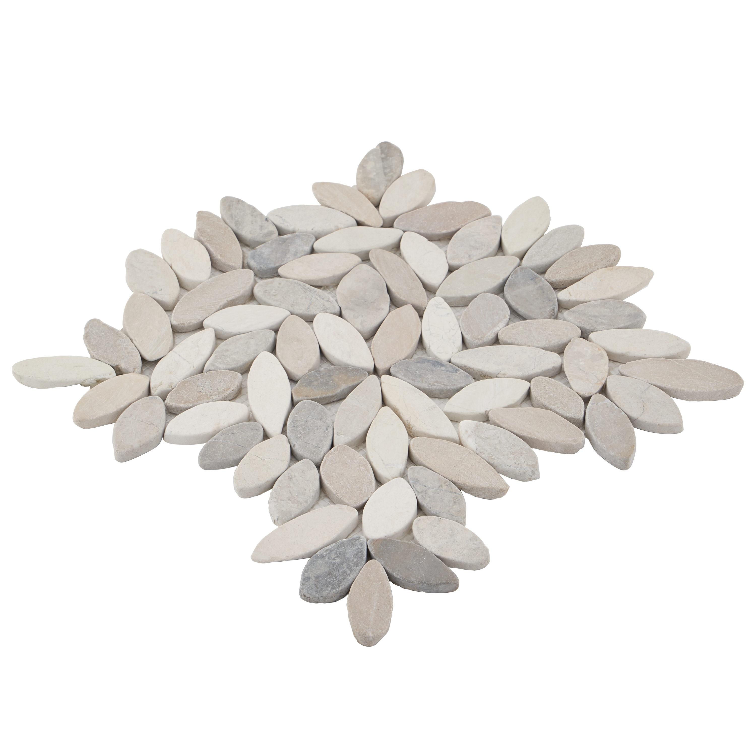 Picturesque Flower 11.81 in. x 11.81 in. Natural Stone Floor and Wall Mosaic Tile (0.97 Sq. Ft. / Each)