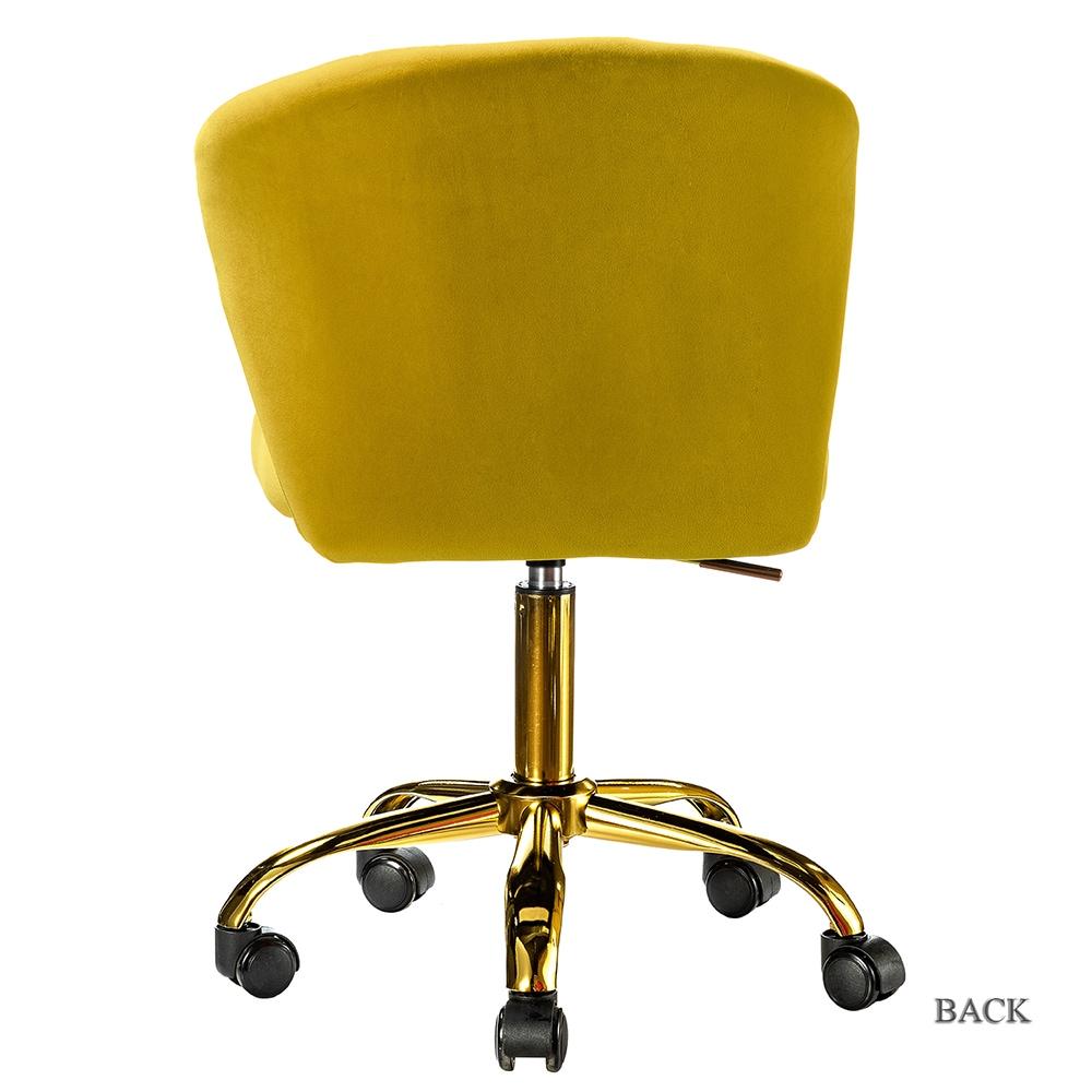 Green Velvet Swivel Office Chair with Gold Legs, Adjustable Height Rolling Desk Chair for Vanity