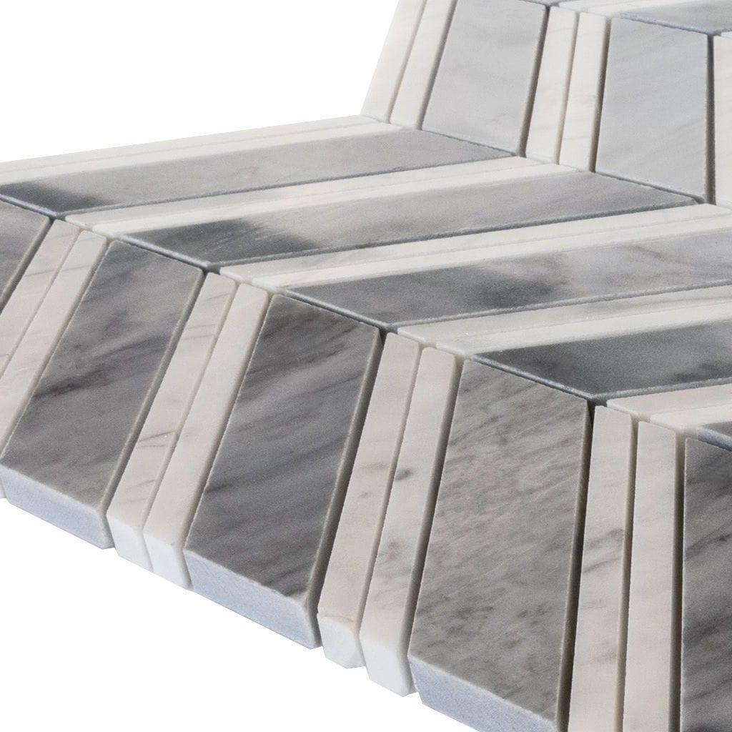 11" X 11.8" Herringbone Marble Polished Tile