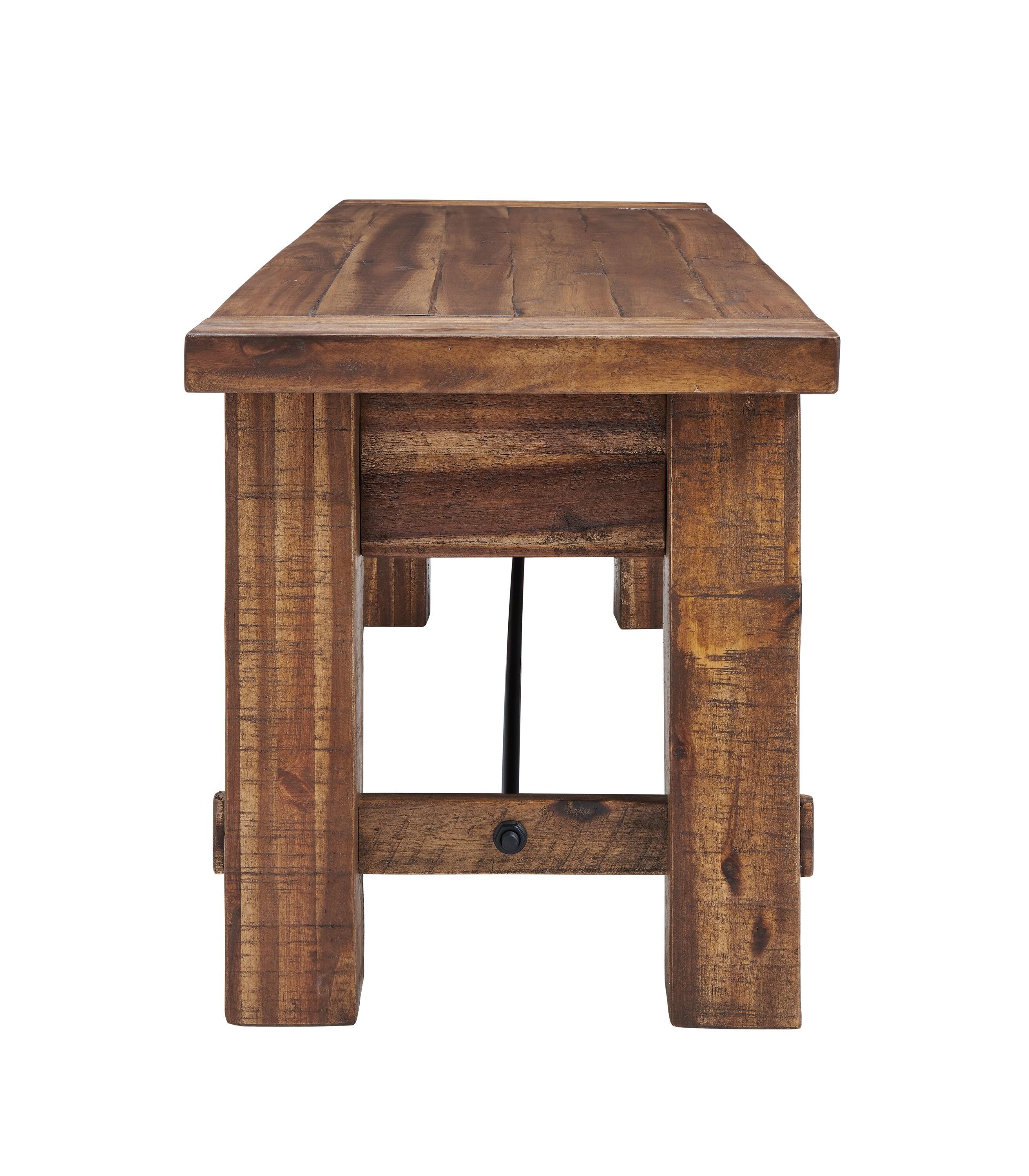 Durango Wood Entryway/Dining Bench Dark Brown - Alaterre Furniture: Industrial Accent, 60" Long
