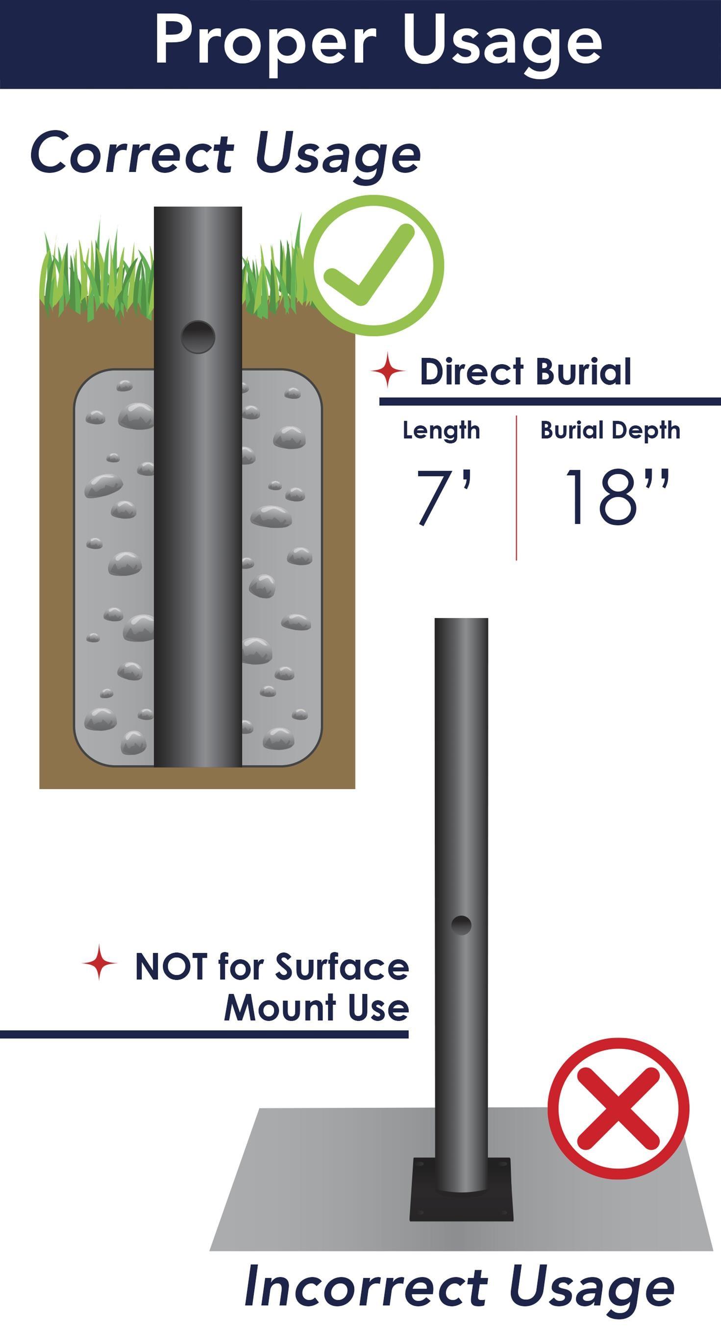 Solus 8-320NCA Direct Burial Lamp Post with Dusk To Dawn Photo Sensor, Fits 3" Post Top Fixtures, Includes Inlet Hole