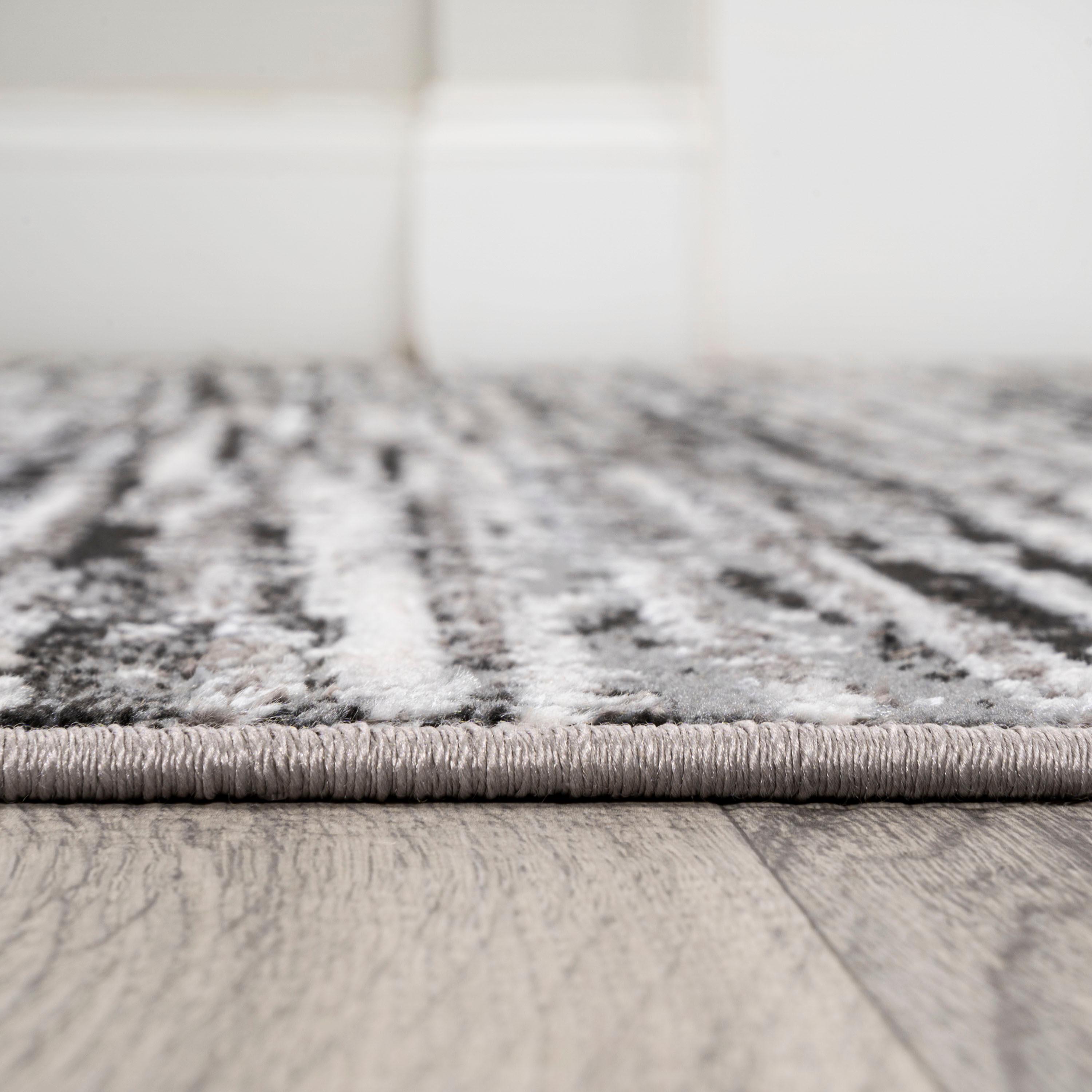 JONATHAN Y Loom Modern Strie'  Black/Gray 8 ft. x 10 ft. Area Rug