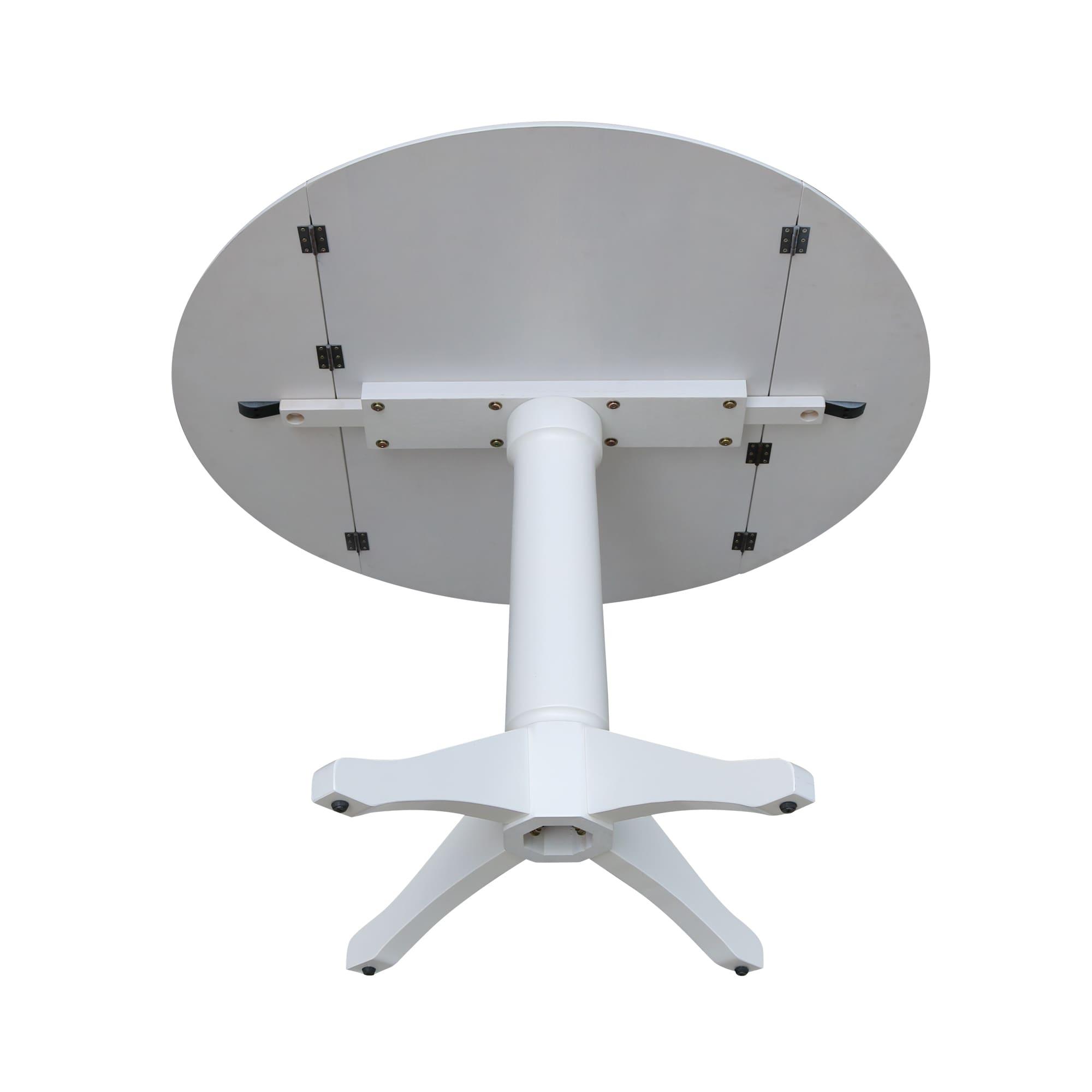 42" Nina Round Top Dual Pedestal Dining Table White - International Concepts: Modern Style, Seats 4, Wood Frame