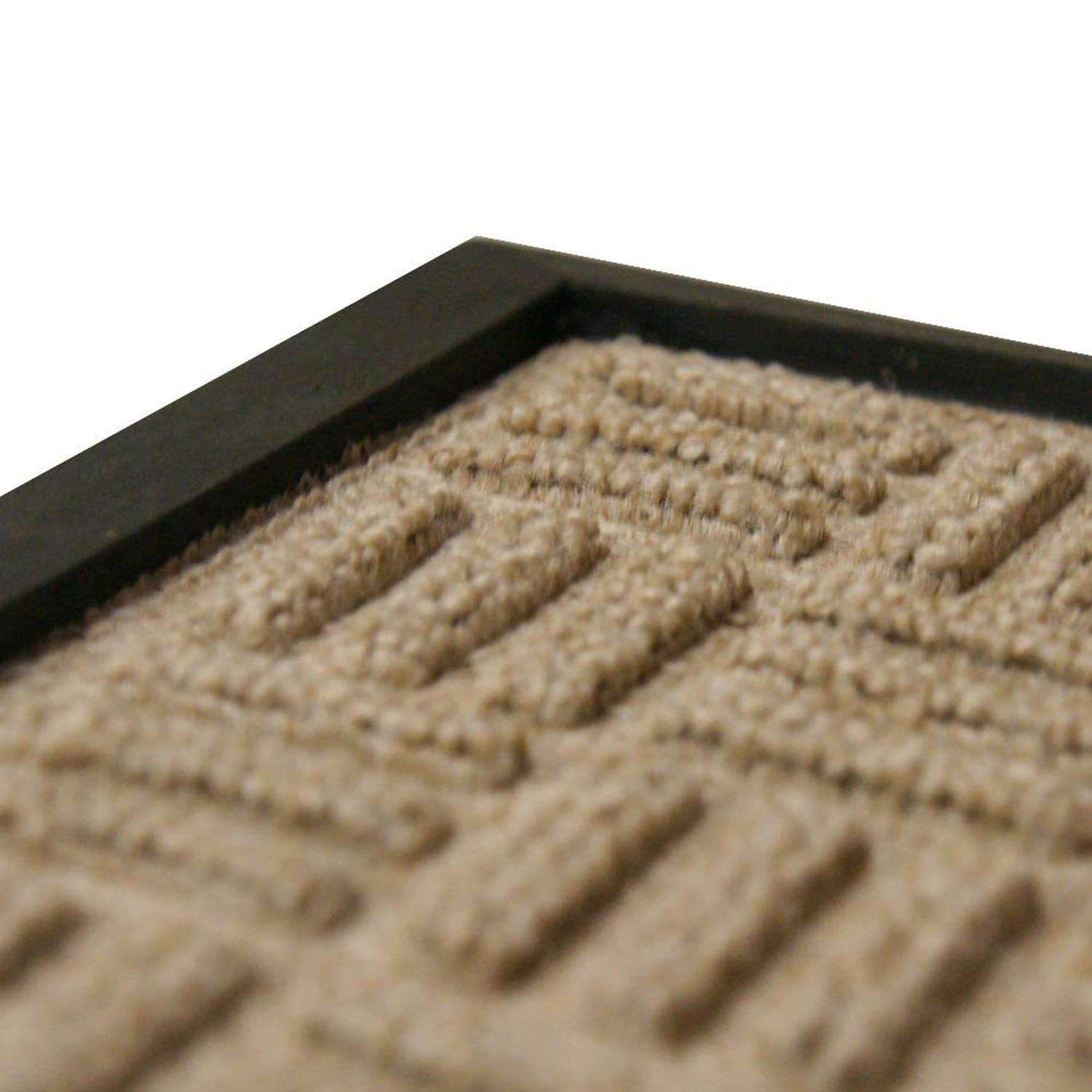 Rubber-Cal  "Nottingham" Rubber Backed Carpet Mat - 16 x 24 inches - Tan Polypropylene Mat - 1'4 x 2'