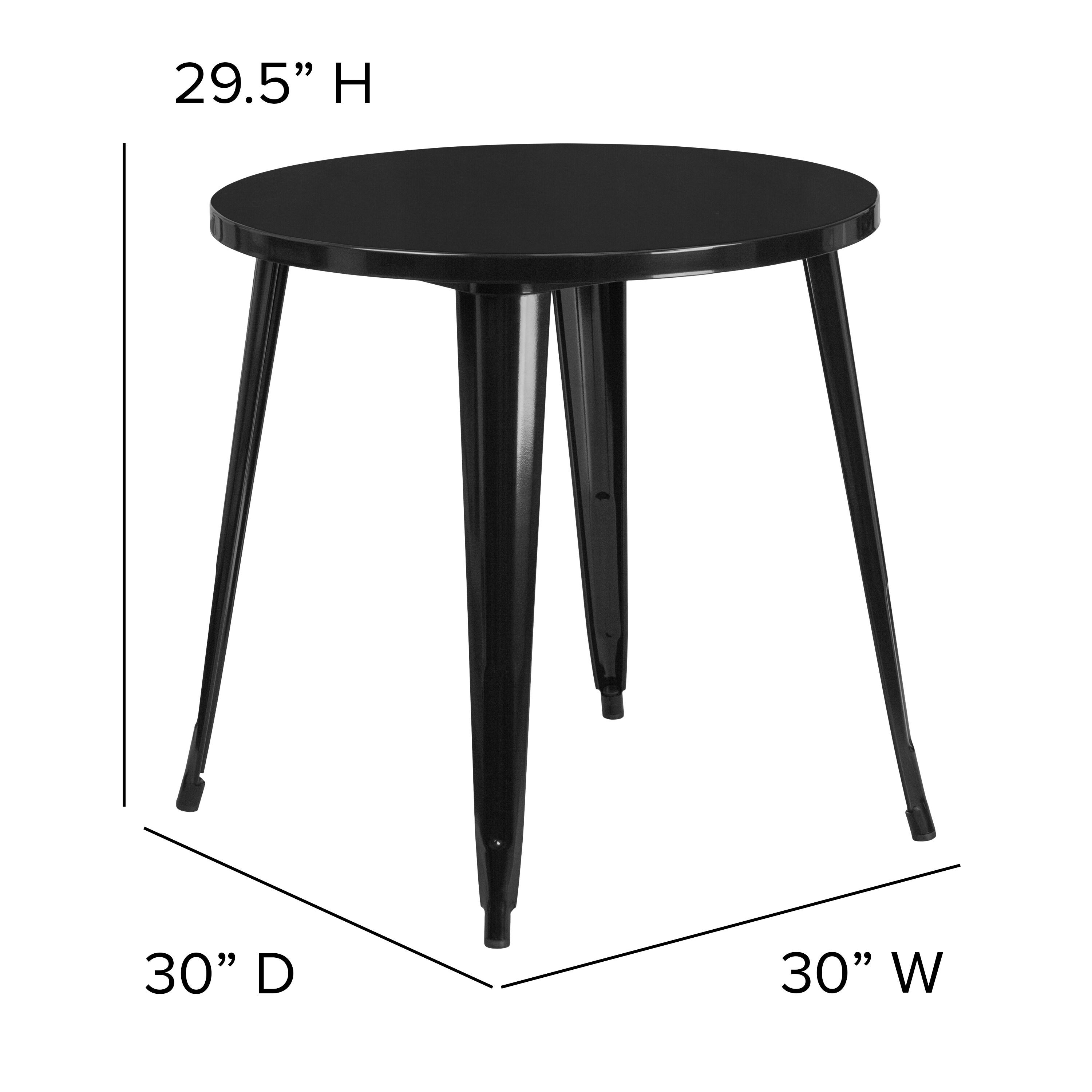 Flash Furniture Commercial Grade 30" Round Black Metal Indoor-Outdoor Table