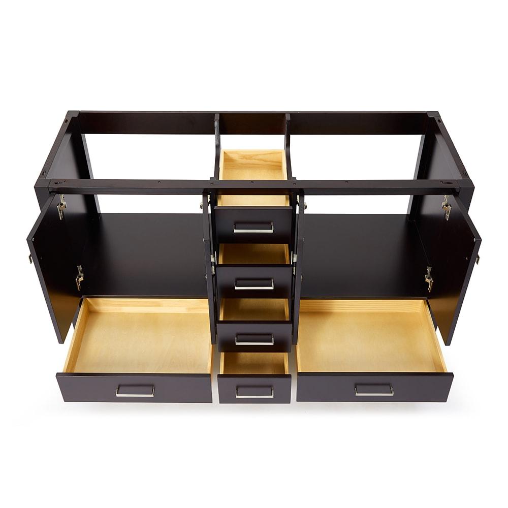 Ariel A061d-Bc Cambridge 60" Double Free Standing Vanity Cabinet Only - Brown