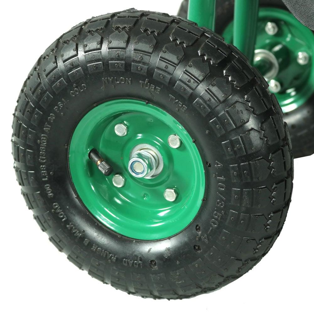 SunnyDaze Decor Steel Rolling Garden Cart Scooter with Swivel Seat and Tool Tray