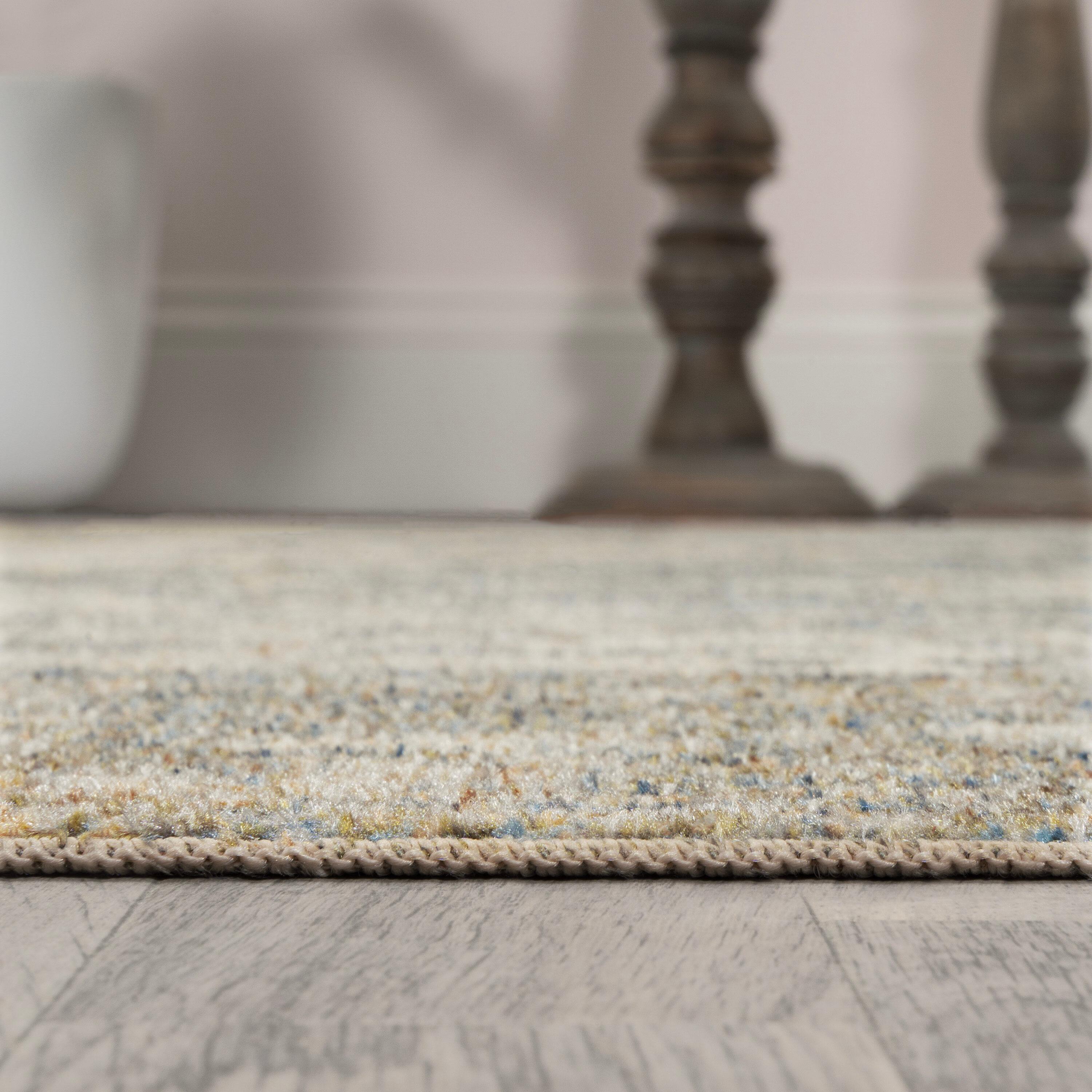 JONATHAN Y Pavel Distressed Medallion Low-Pile Machine-Washable Blue/Cream 3 ft. x 5 ft. Area Rug