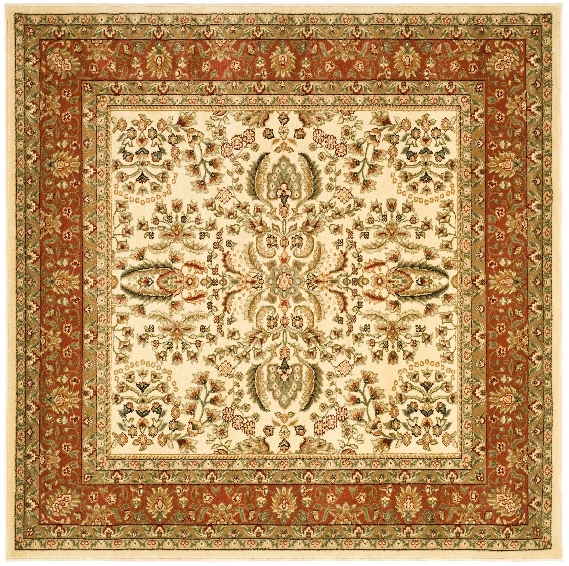 Lyndhurst LNH214 Power Loomed Area Rug - Ivory/Rust - 8'x8' - Safavieh.