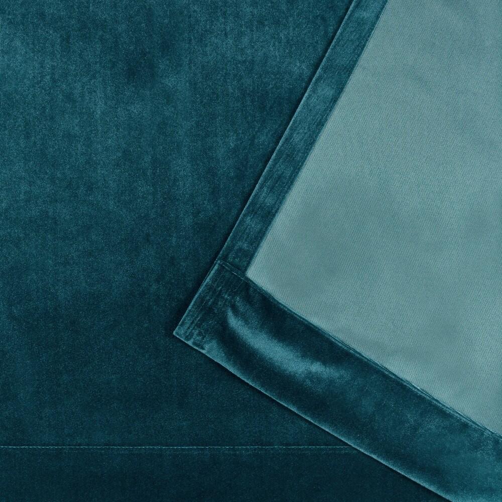 Set of 2 (84"x54") Velvet Back Tab Light Filtering Window Curtain Panels Teal - Exclusive Home: Polyester, Plain Weave