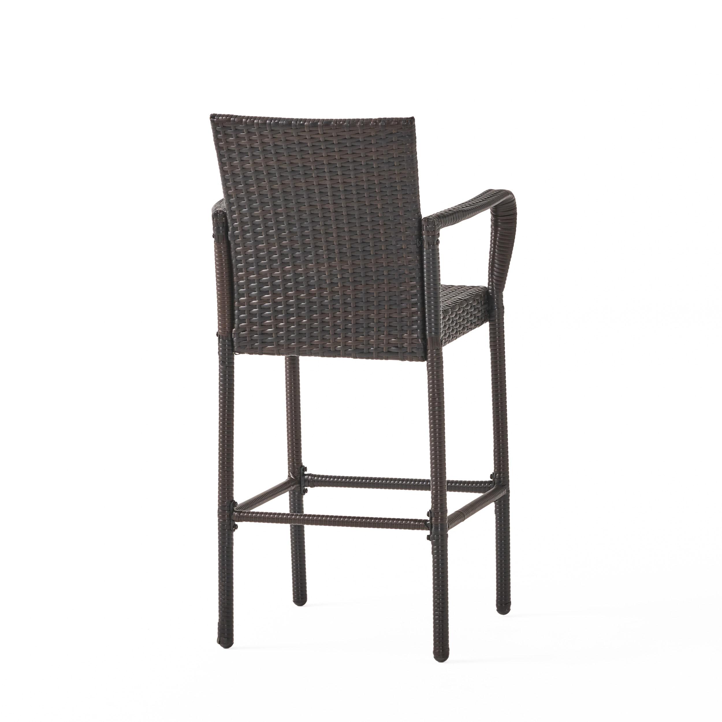 Delfina 4pk Wicker Barstool - Brown - Christopher Knight Home: UV & Weather-Resistant, Powder-Coated Frame