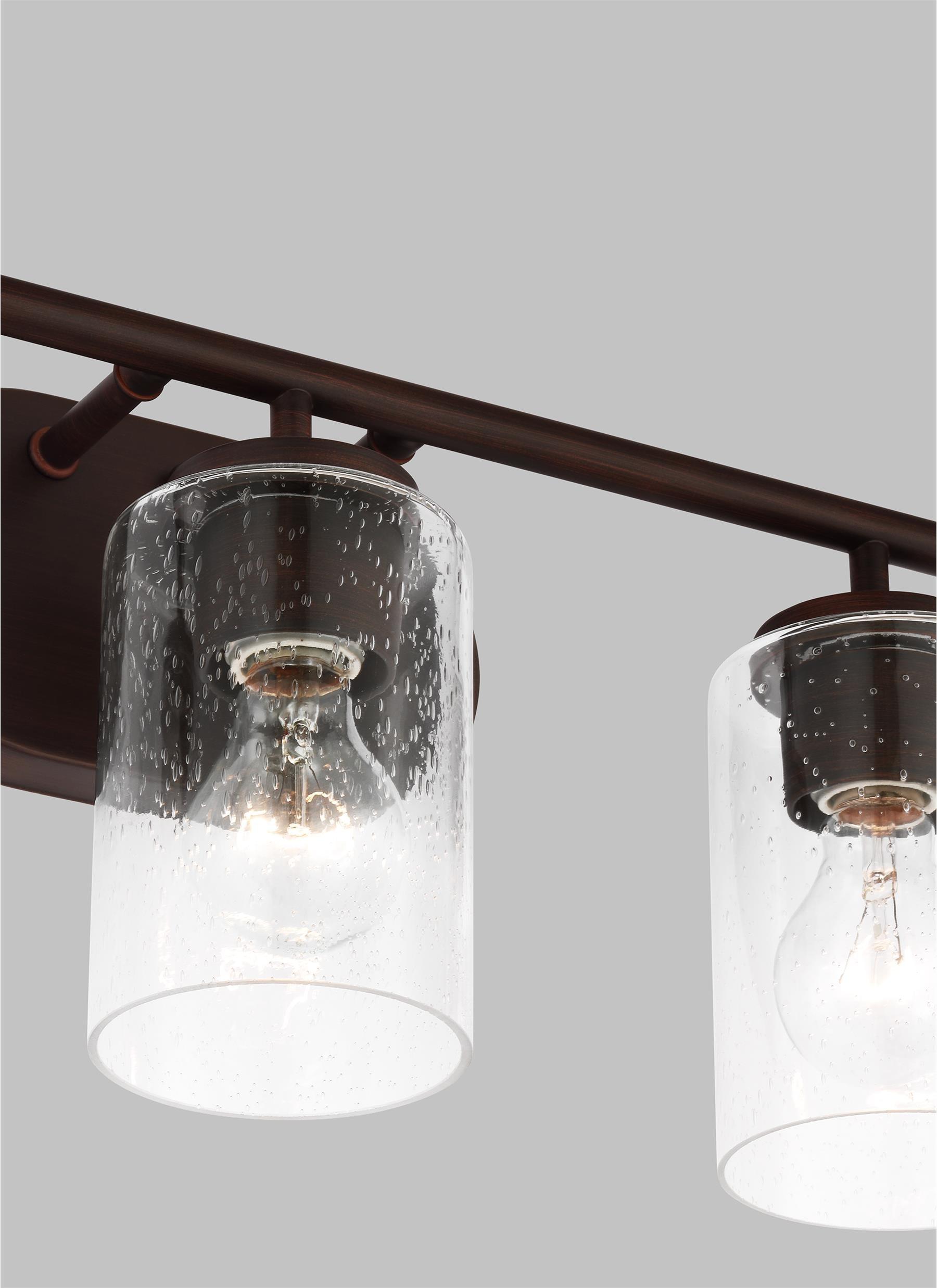 Oslo Bronze 3-Light Vanity Fixture with Clear Seeded Glass
