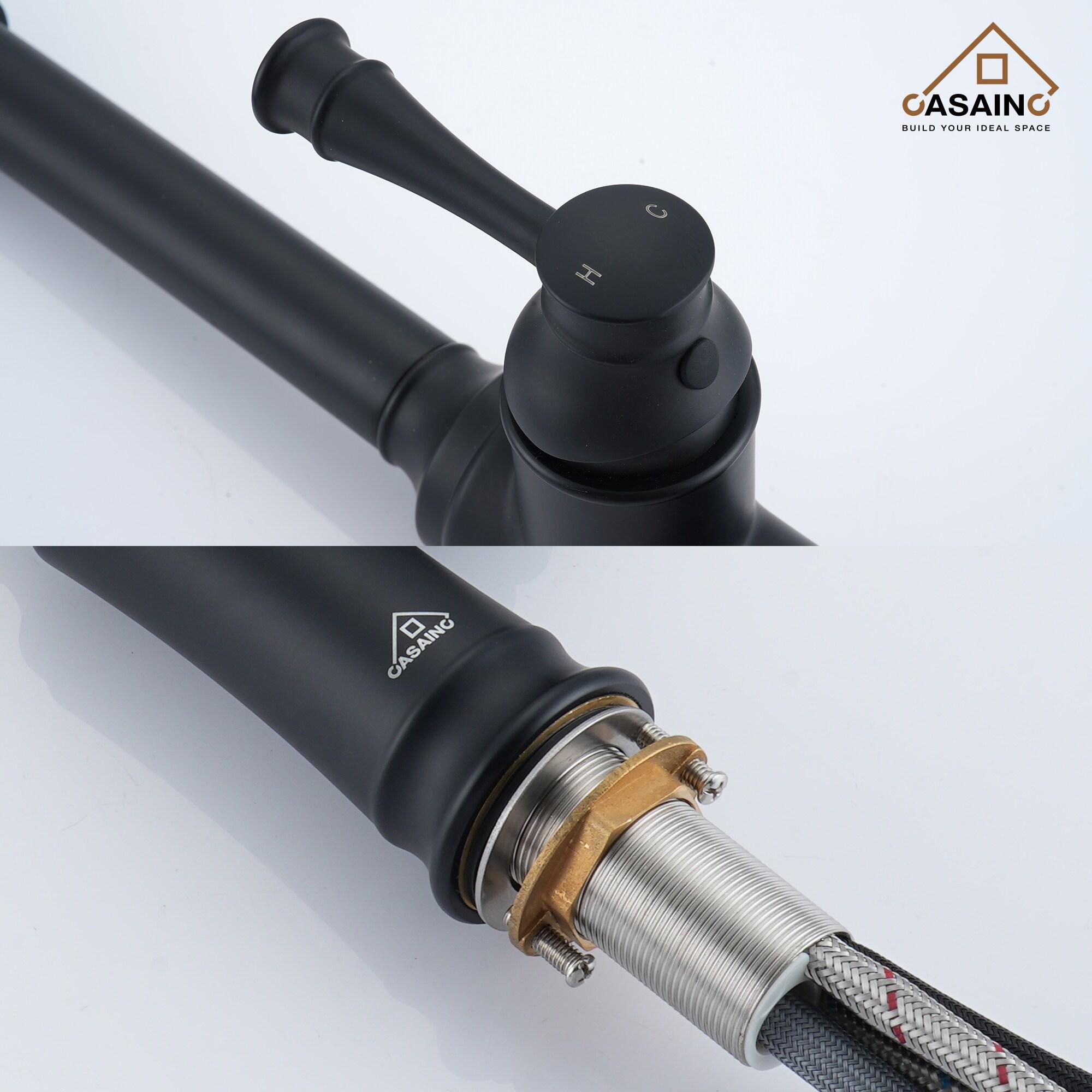 CASAINC Single-Handle Spring Pull-Down Kitchen Faucet Single Hole Faucet 1.8 GPM