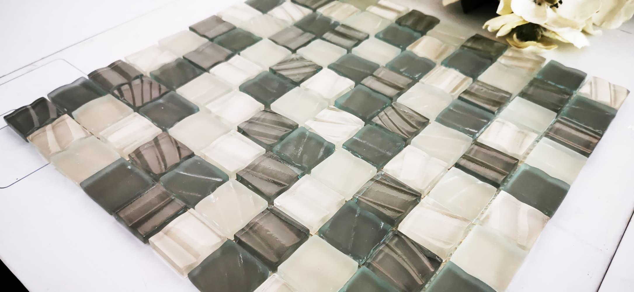 New Era 12 in.x 12 in. Textured Glass Straight Edge Square Mosaic Wall & Pool Tile