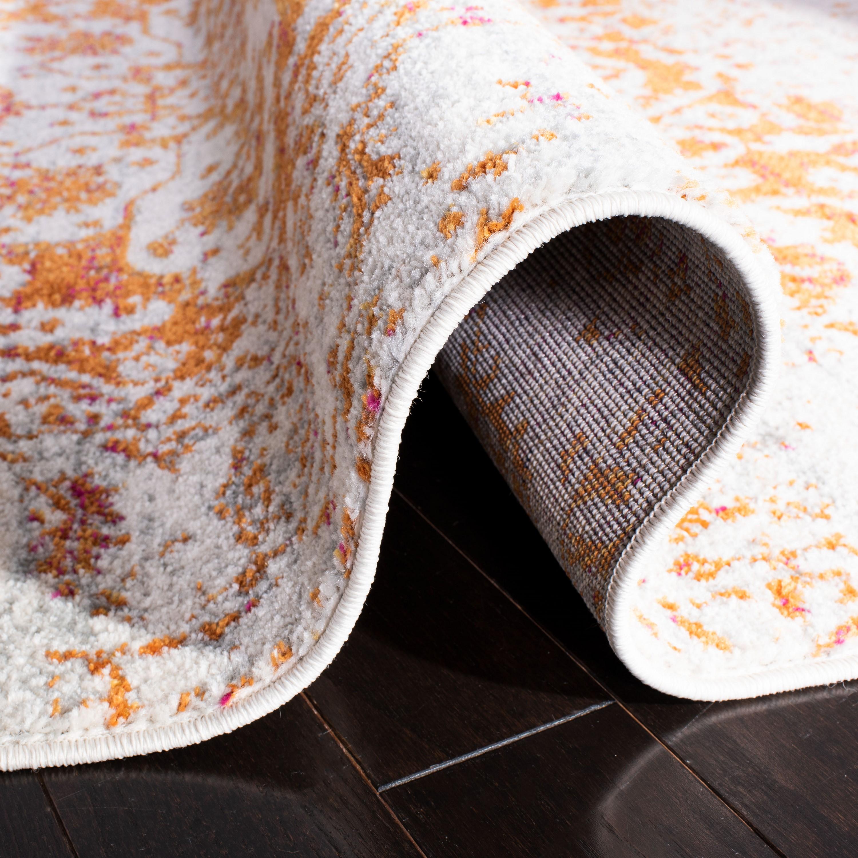 Madison MAD603 Power Loomed Area Rug - Orange/Ivory - 6'7"x6'7" - Safavieh.
