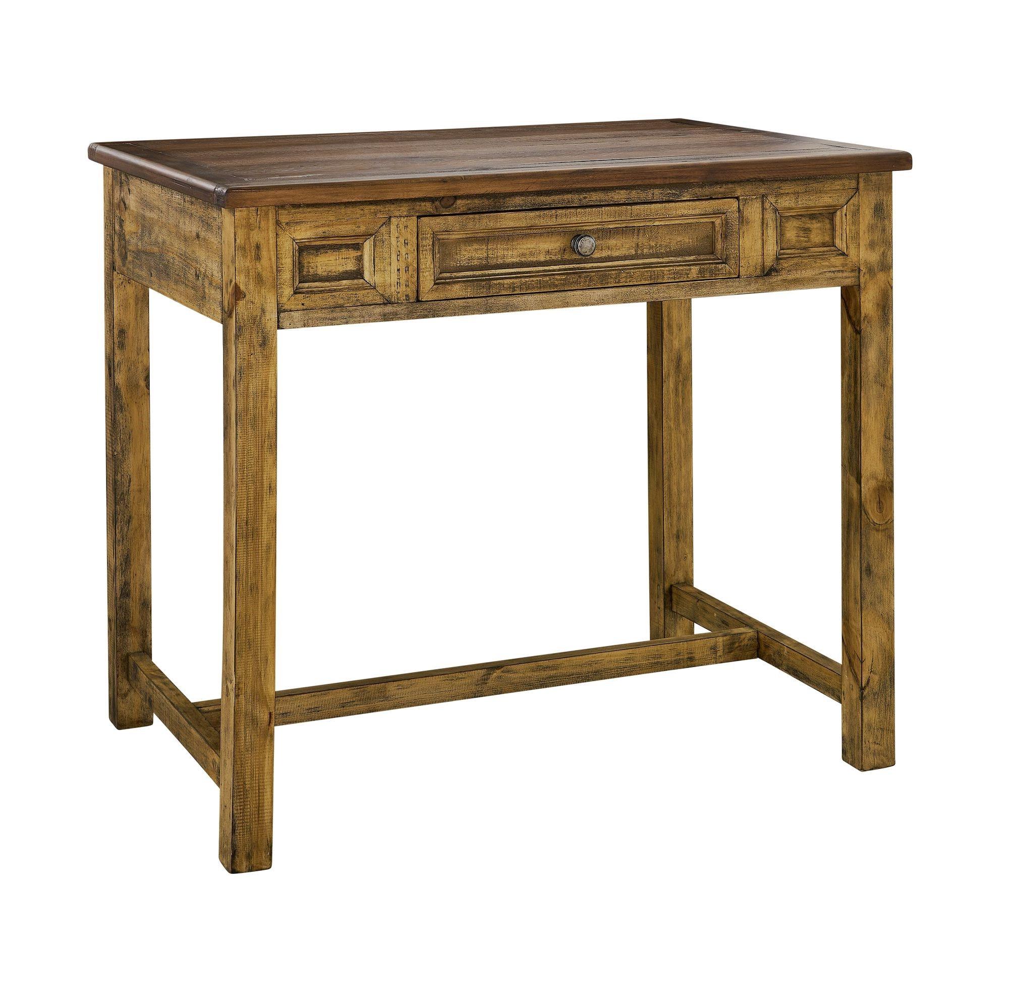 Abilene Distressed Brown Kitchen Island with 4 Stools
