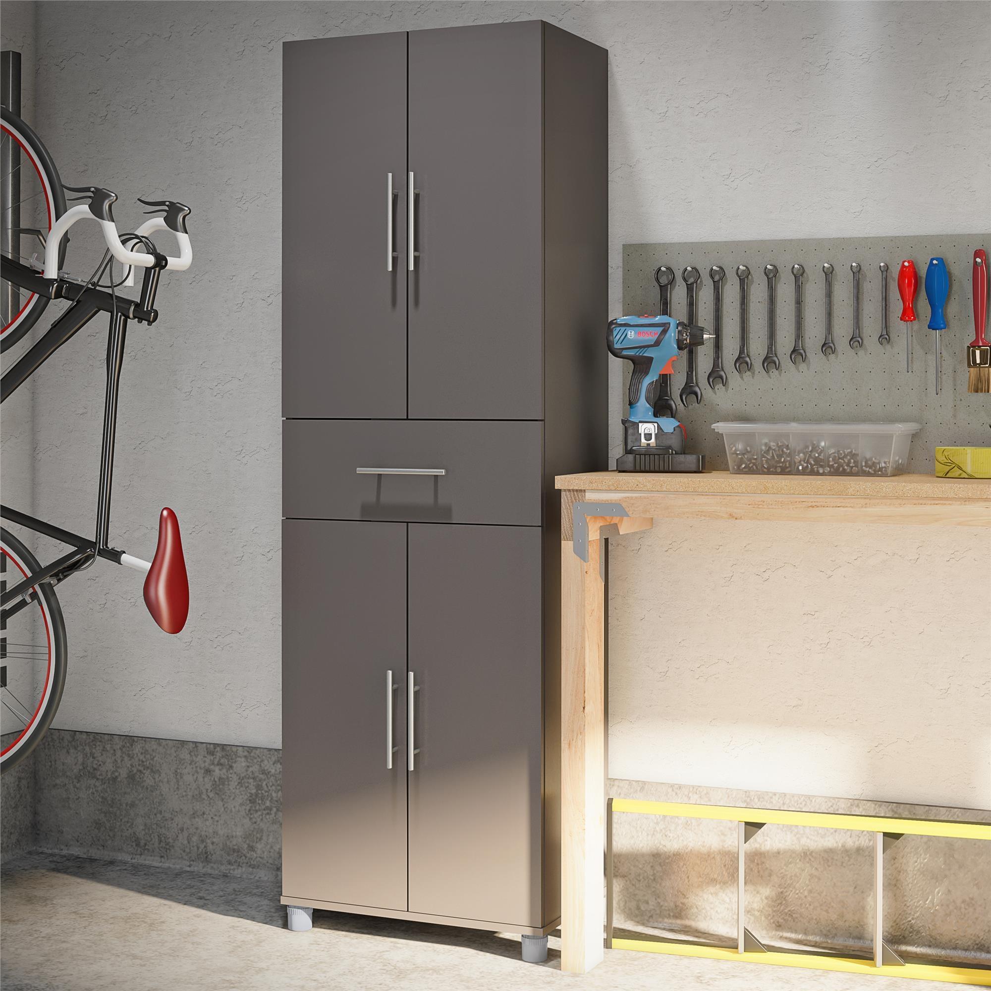 Camberly 4 Door/1 Drawer Storage Cabinet, Graphite Gray