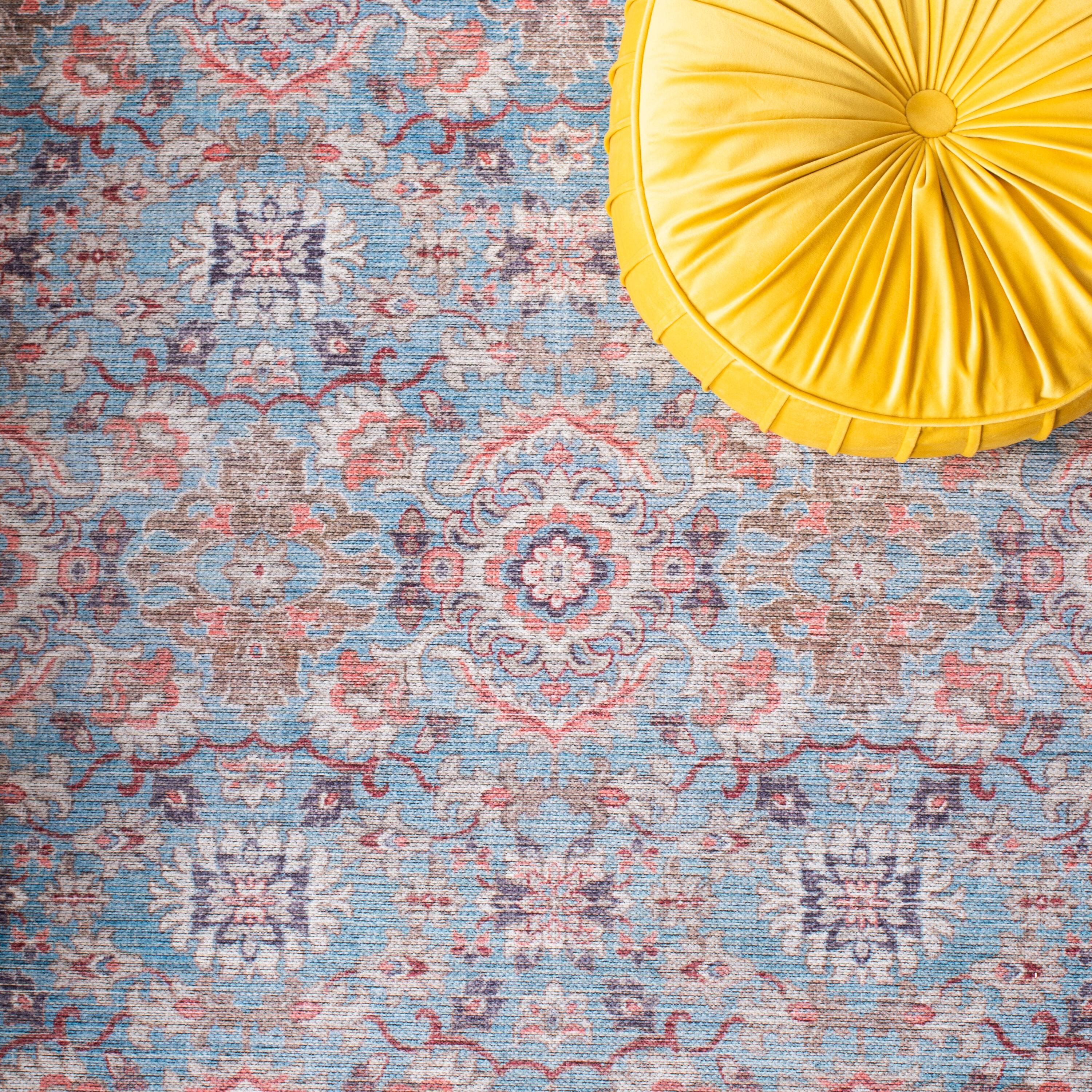 Serapi SEP584 Power Loomed Machine Washable Area Rug - Rust/Blue - 4'x6' - Safavieh.