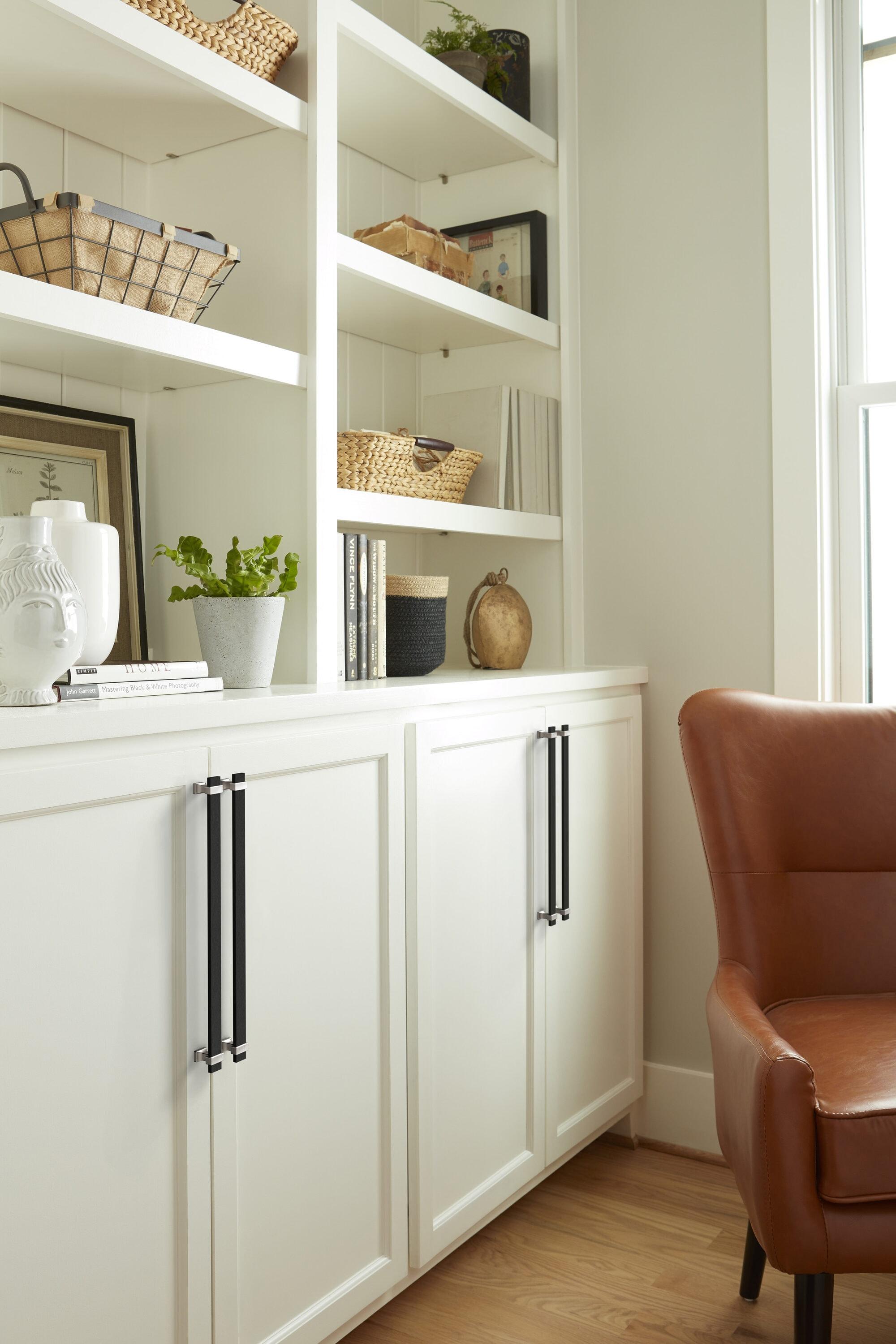 Amerock Overton 12-5/8 inch (320mm) Center-to-Center Brushed Matte Black/Satin Nickel Cabinet Pull