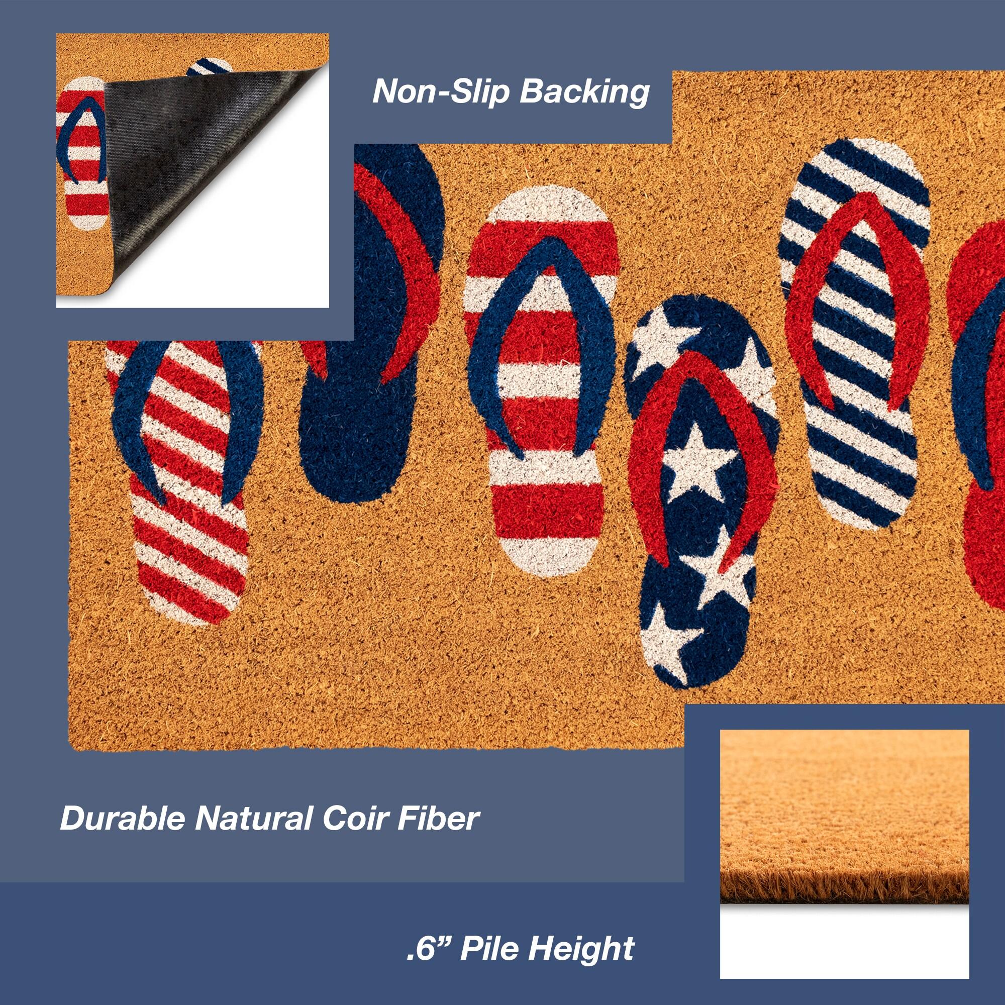 Patriotic Flip Flops Coir Outdoor Doormat 2' x 3'