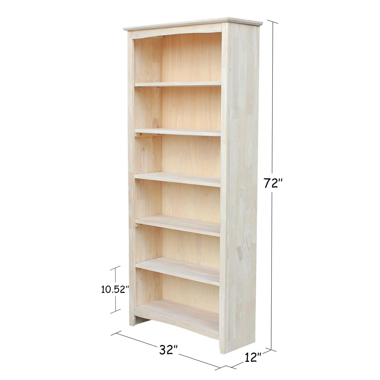 International Concepts Solid Wood Shaker Bookcase, 72 in H