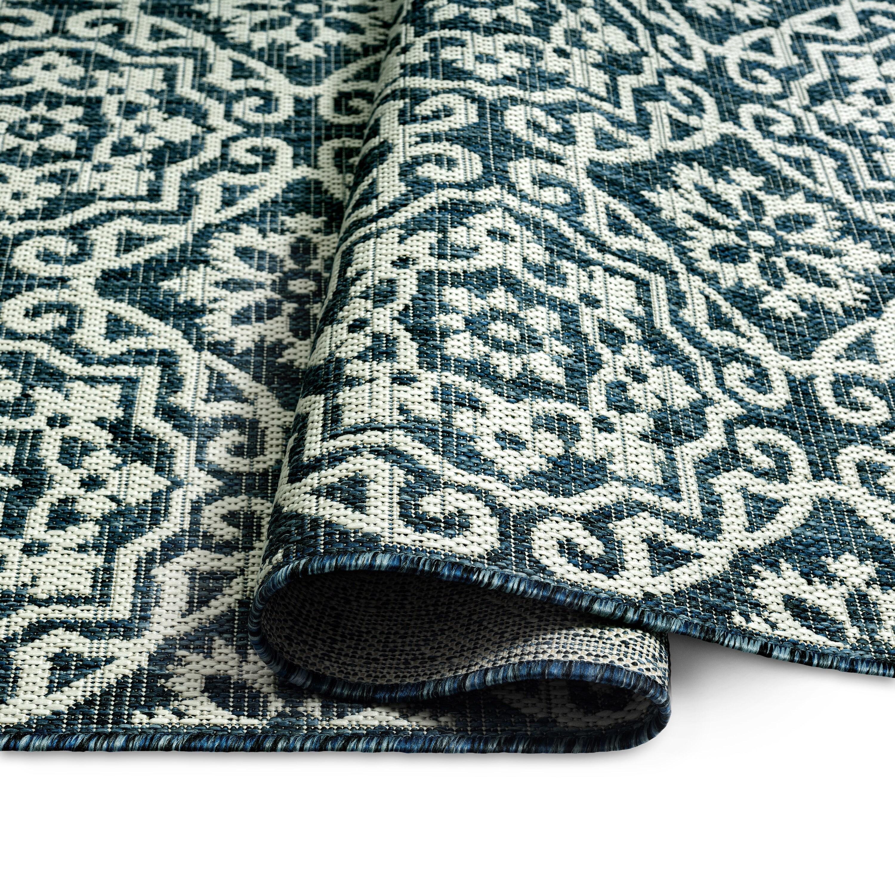 5'2" x 7'2" Country Danica Indoor/Outdoor Rug Teal Blue - Nicole Miller: UV & Weather-Resistant, Bohemian Style