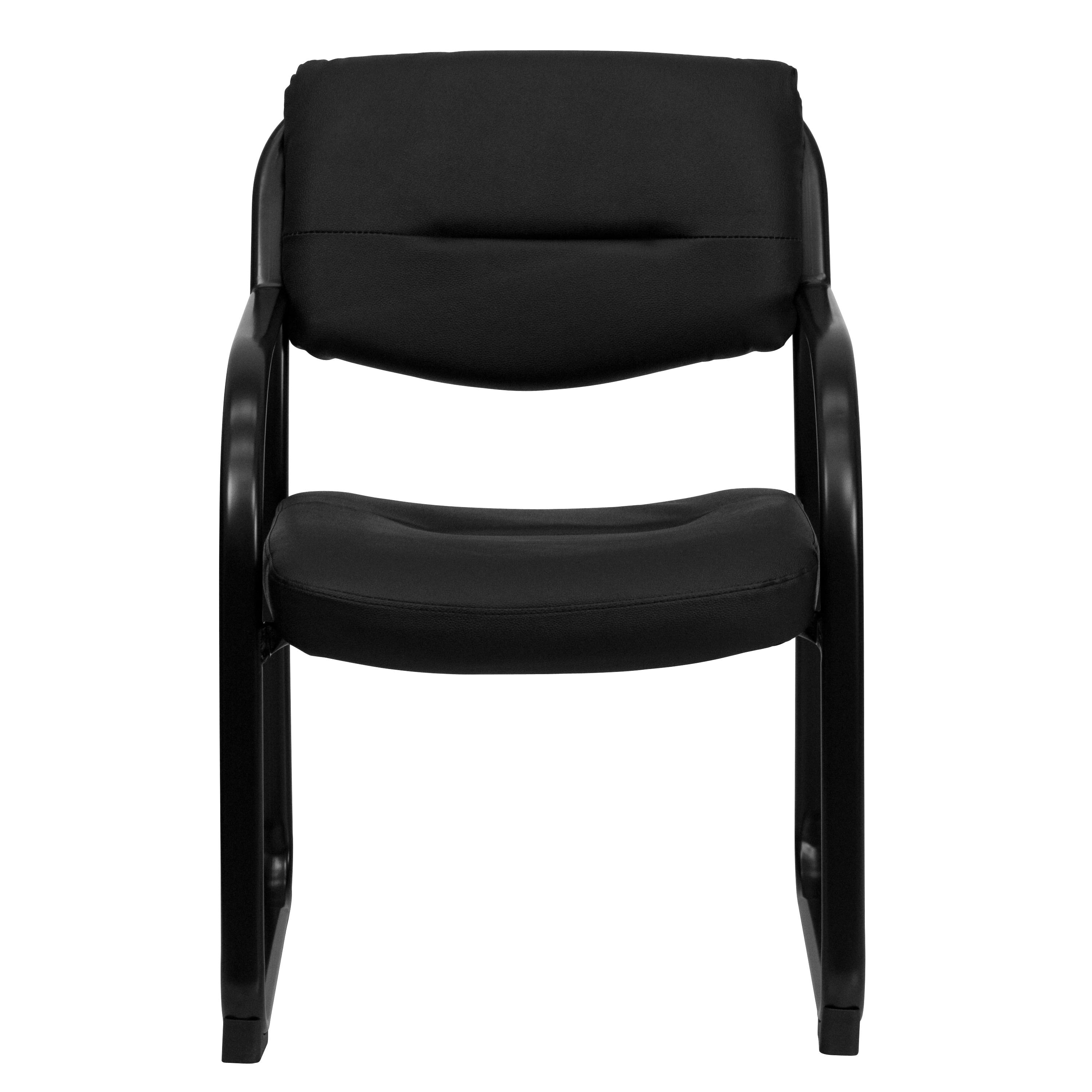Flash Furniture Black LeatherSoft Executive Side Reception Chair with Sled Base