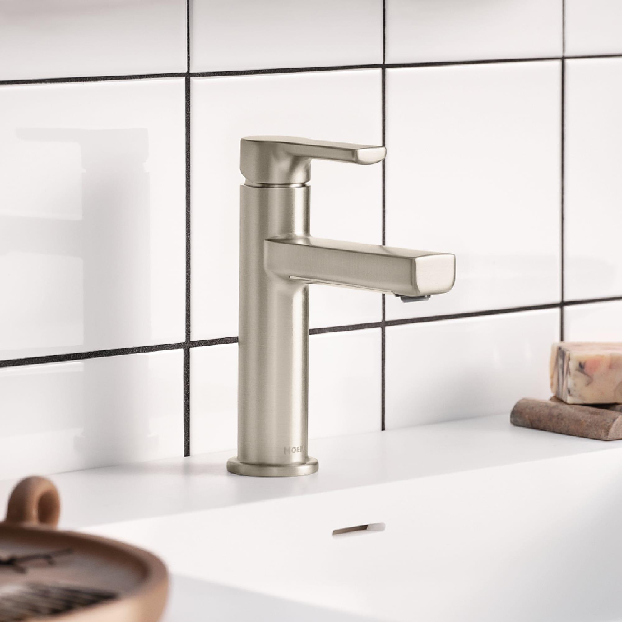 Moen Rinza 1-Handle Lever Centerset Bathroom Faucet, Spot Resist Brushed Nickel