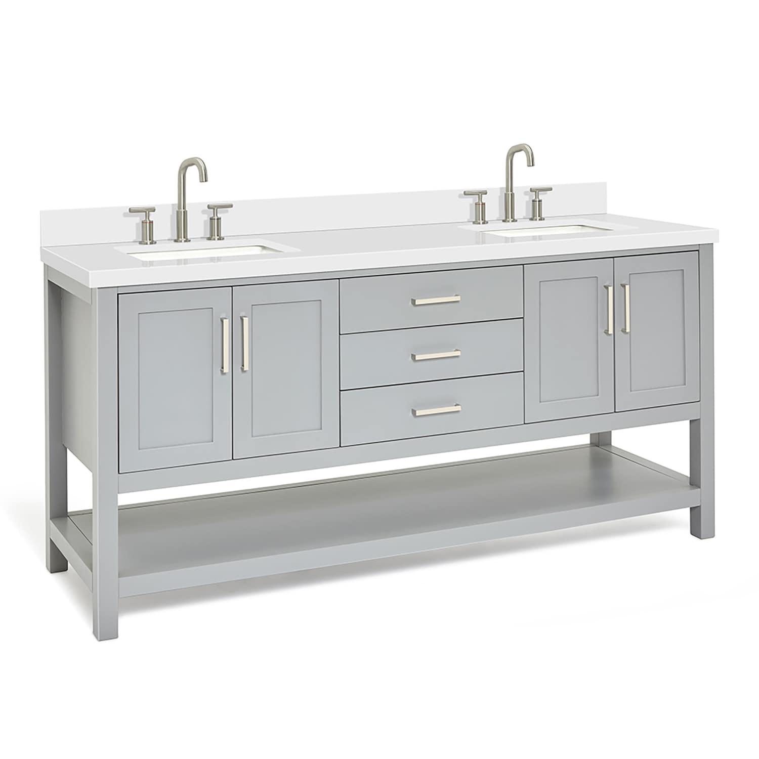 Ariel S073dwqrvo Magnolia 72" Free Standing Double Basin Vanity Set - Grey / Pure White