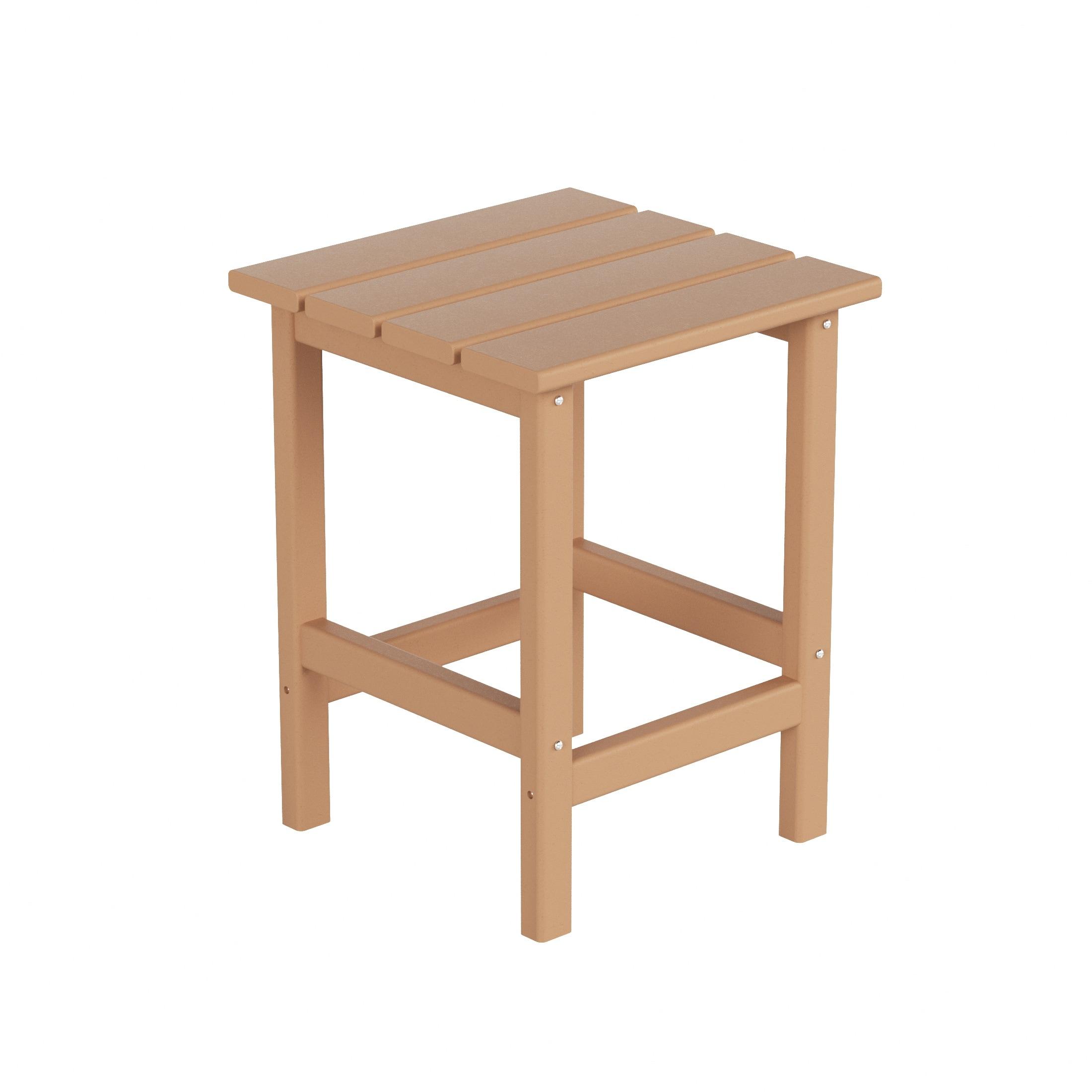 Polytrends  Laguna Hdpe All Weather Outdoor Patio Square Side Table Teak
