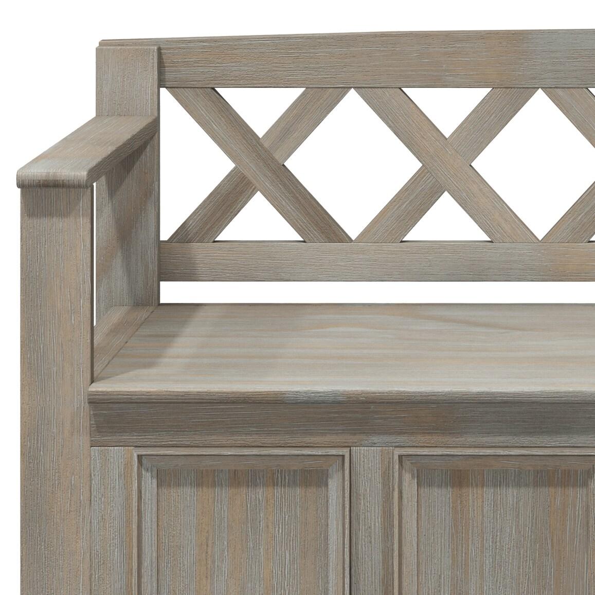 Simpli Home Amherst Solid Wood Entryway Storage Bench in Gray