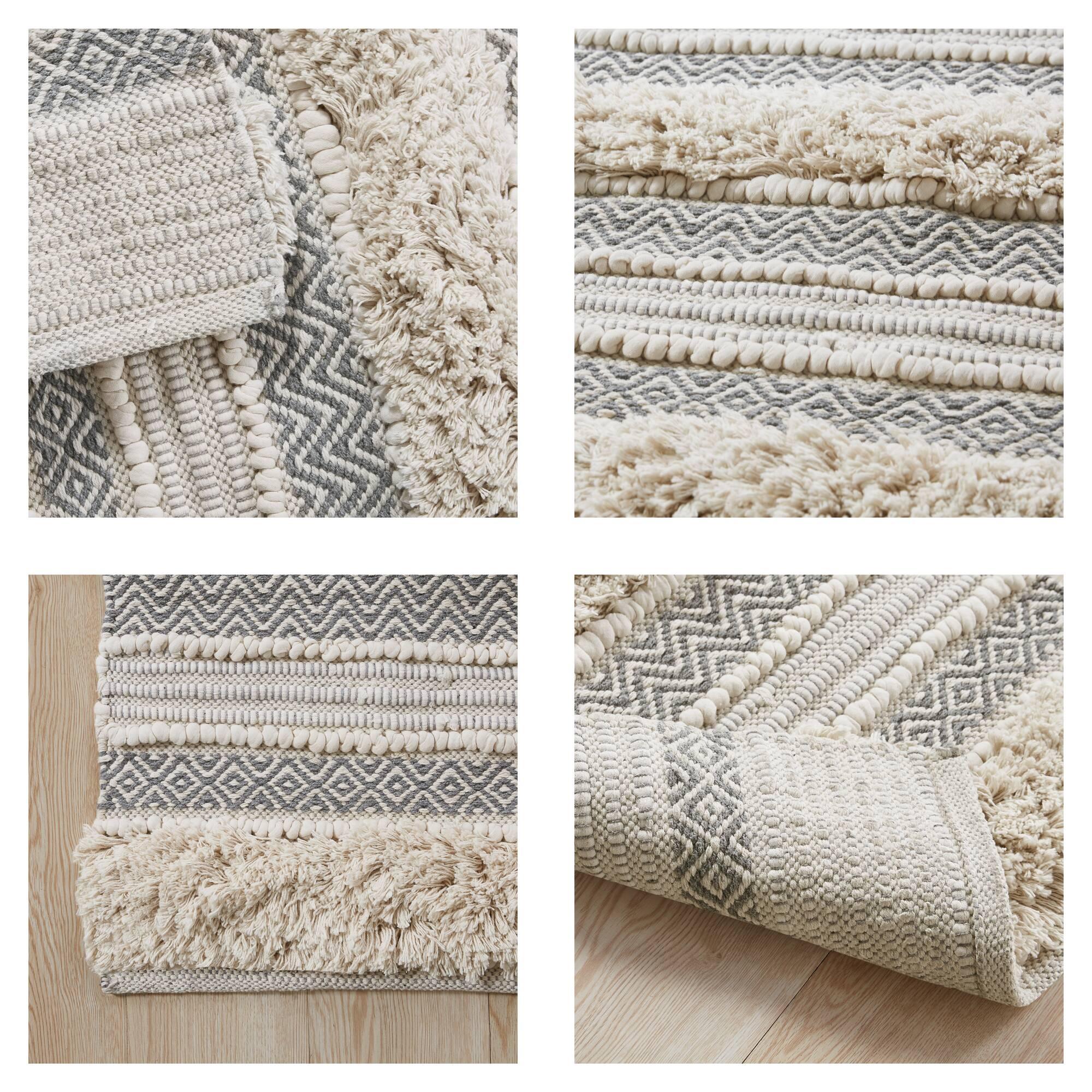INK+IVY Asher Cotton Blend Bath Rug with Non-Slip Backing