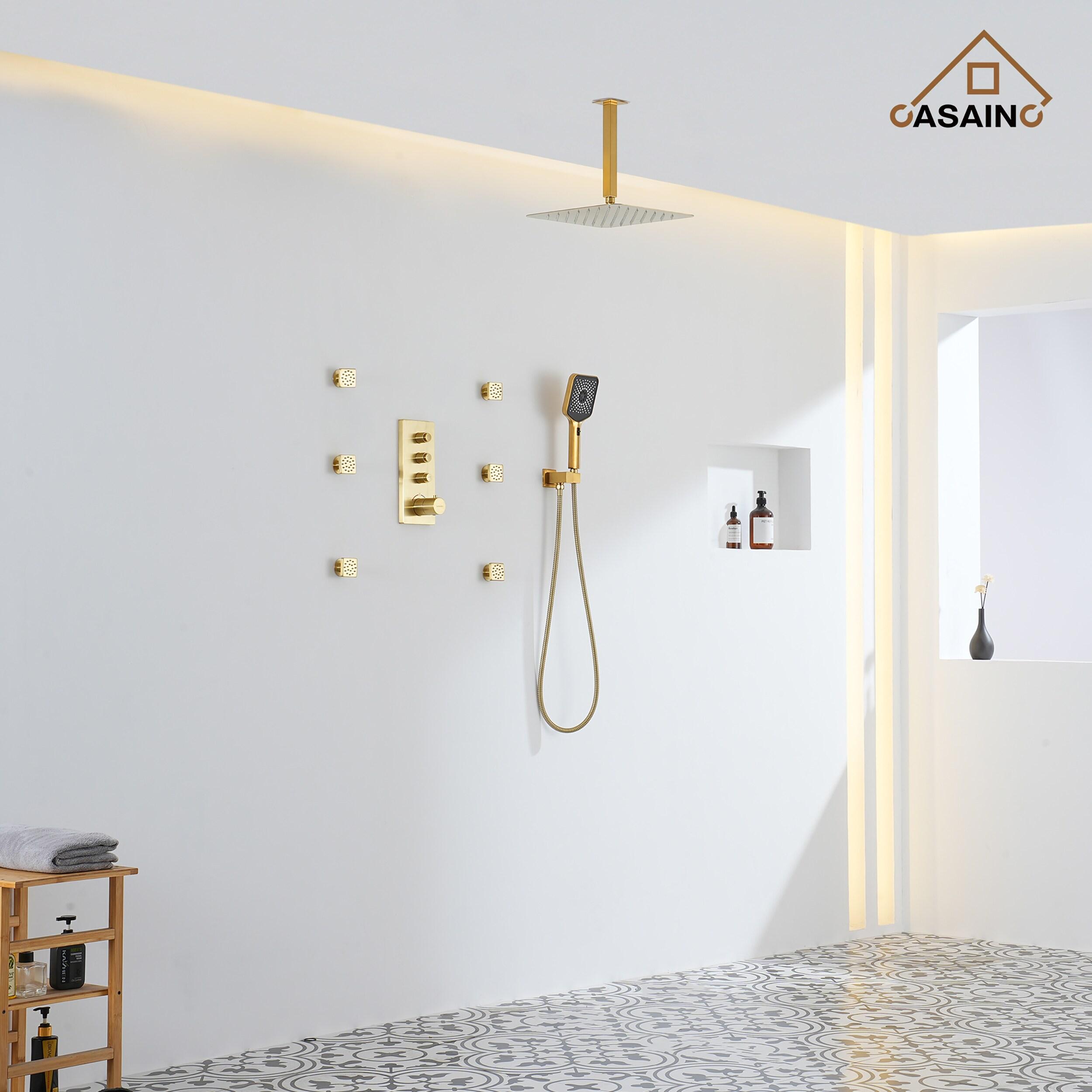 CASAINC 3 Functions 12 Inch Ceiling Mounted Thermostatic Shower System
