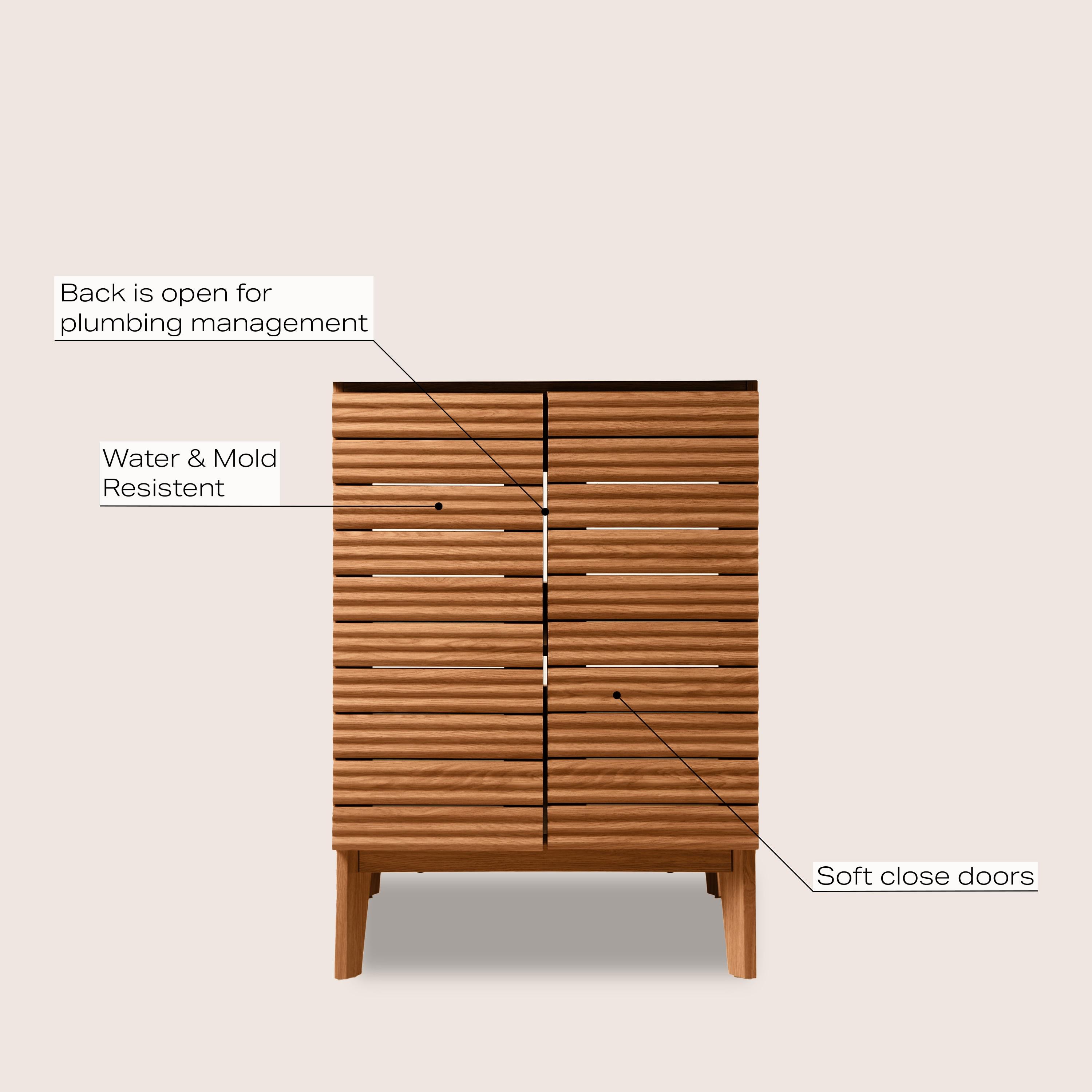 Calandre 24" Slat Modern Farmhouse 2-Shelf Bath Vanity Cabinet Only (Sink Basin not Included)