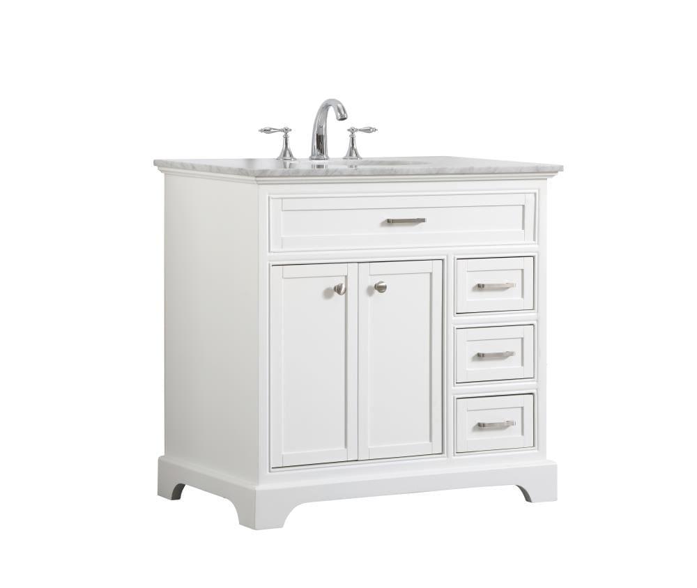Elegant Decor Americana 36" Wood Single Bathroom Vanity in White