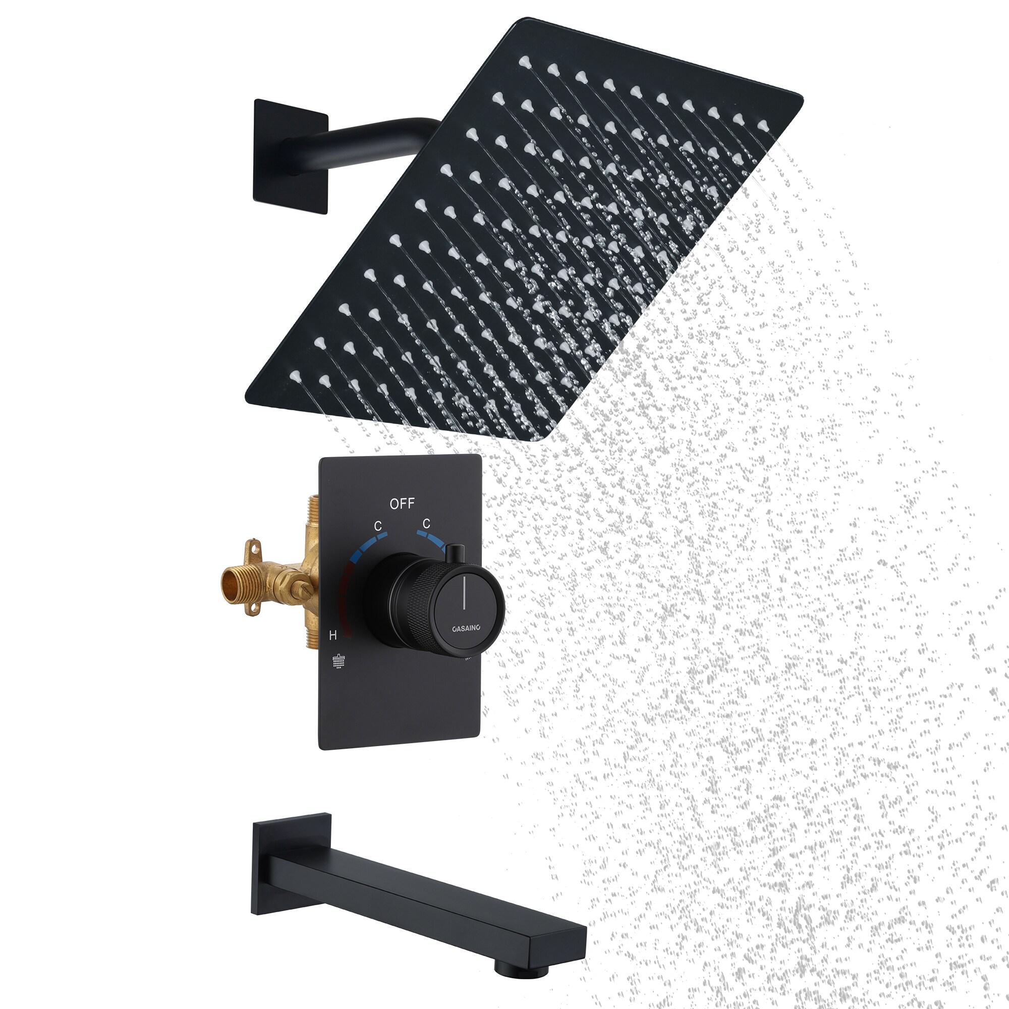 10 Inch Rainfall Shower System with Tilt Shower Head and Tub Spout with Rough in-Valve