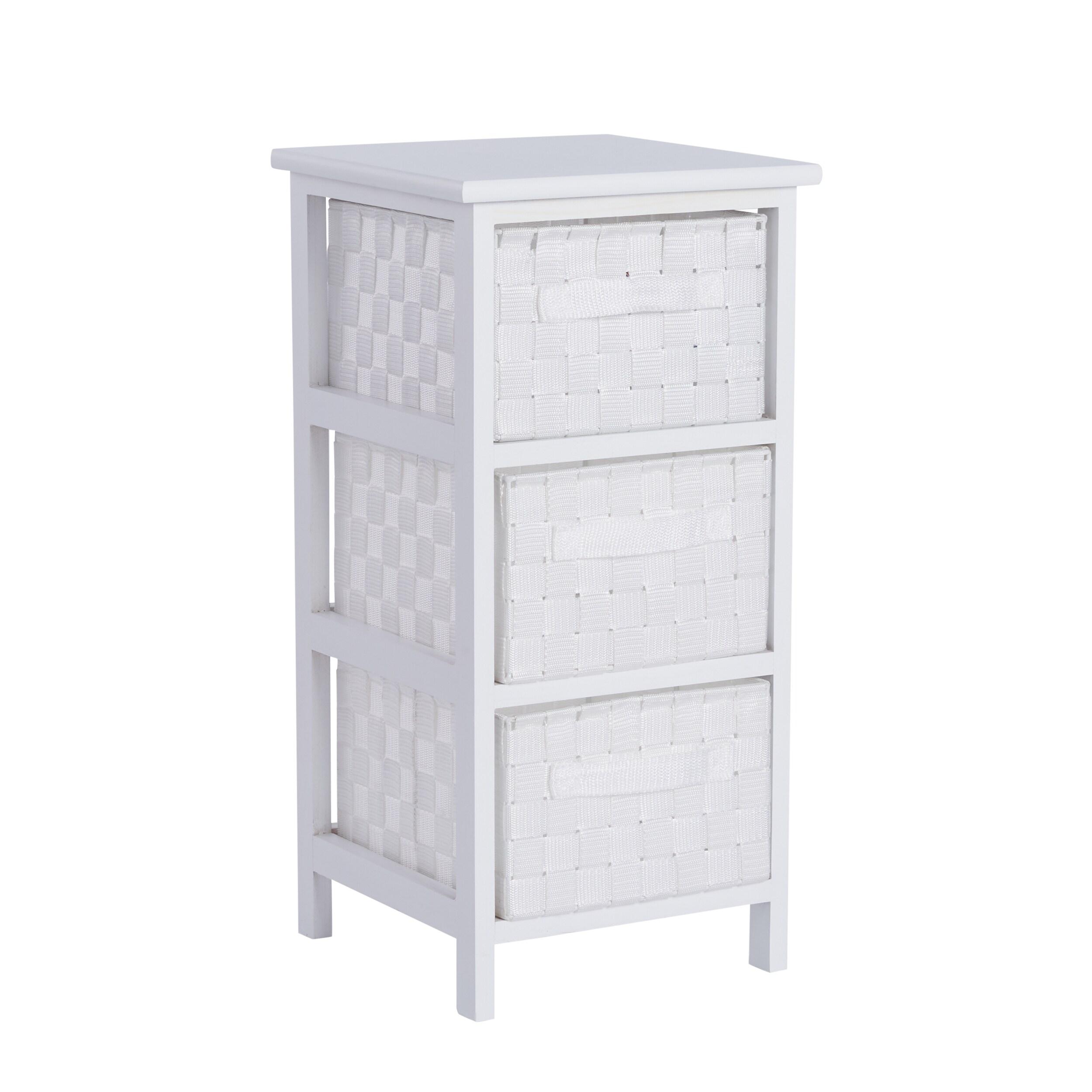 Honey-Can-Do 3 Drawer Chest White: Decorative Storage Drawers, Wood Surface, 24" Height, 12" Depth, 3 Shelves
