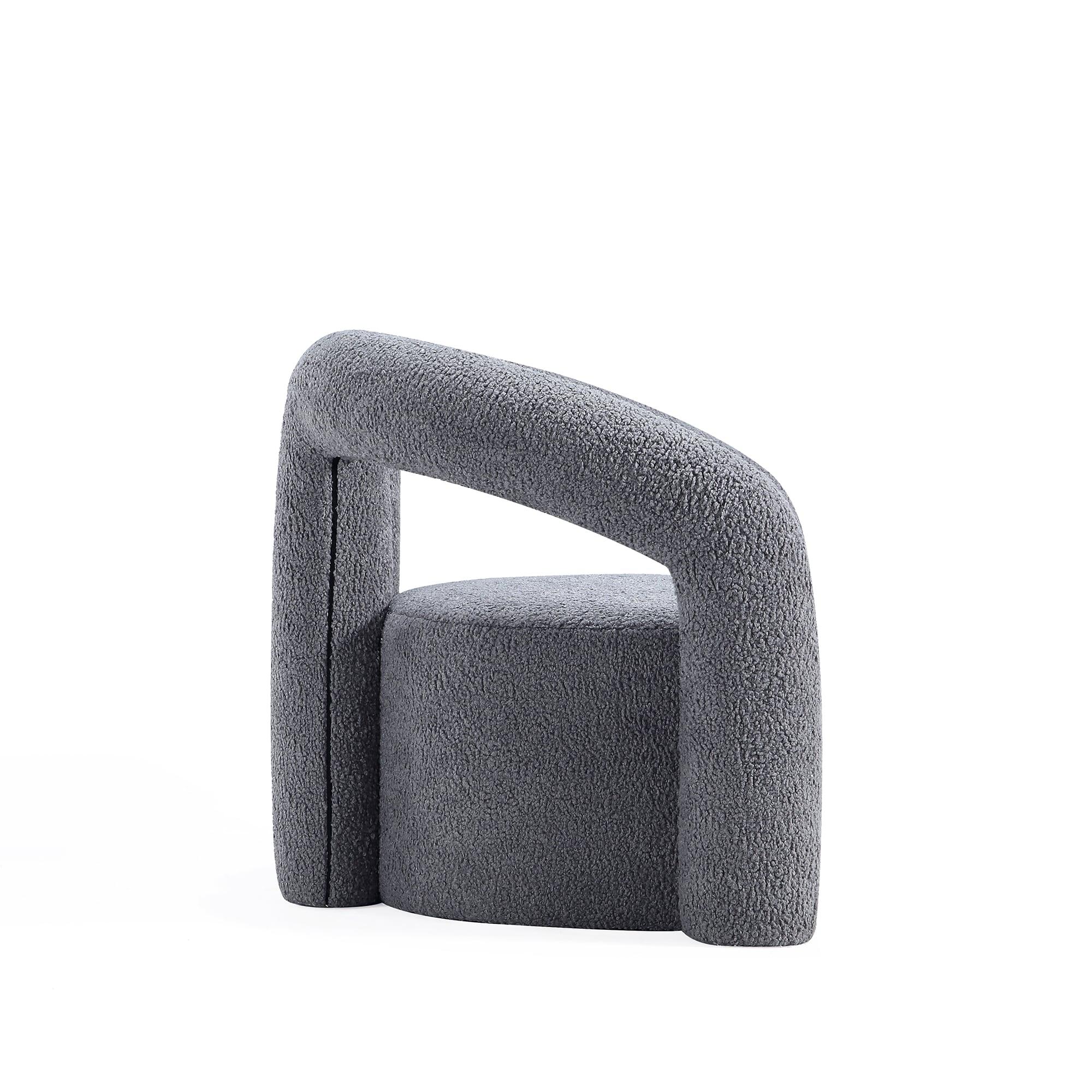 Manhattan Comfort Darian Modern Boucle Upholstered Accent Chair Gray: Pine Frame, Foam Cushion, No Assembly Required