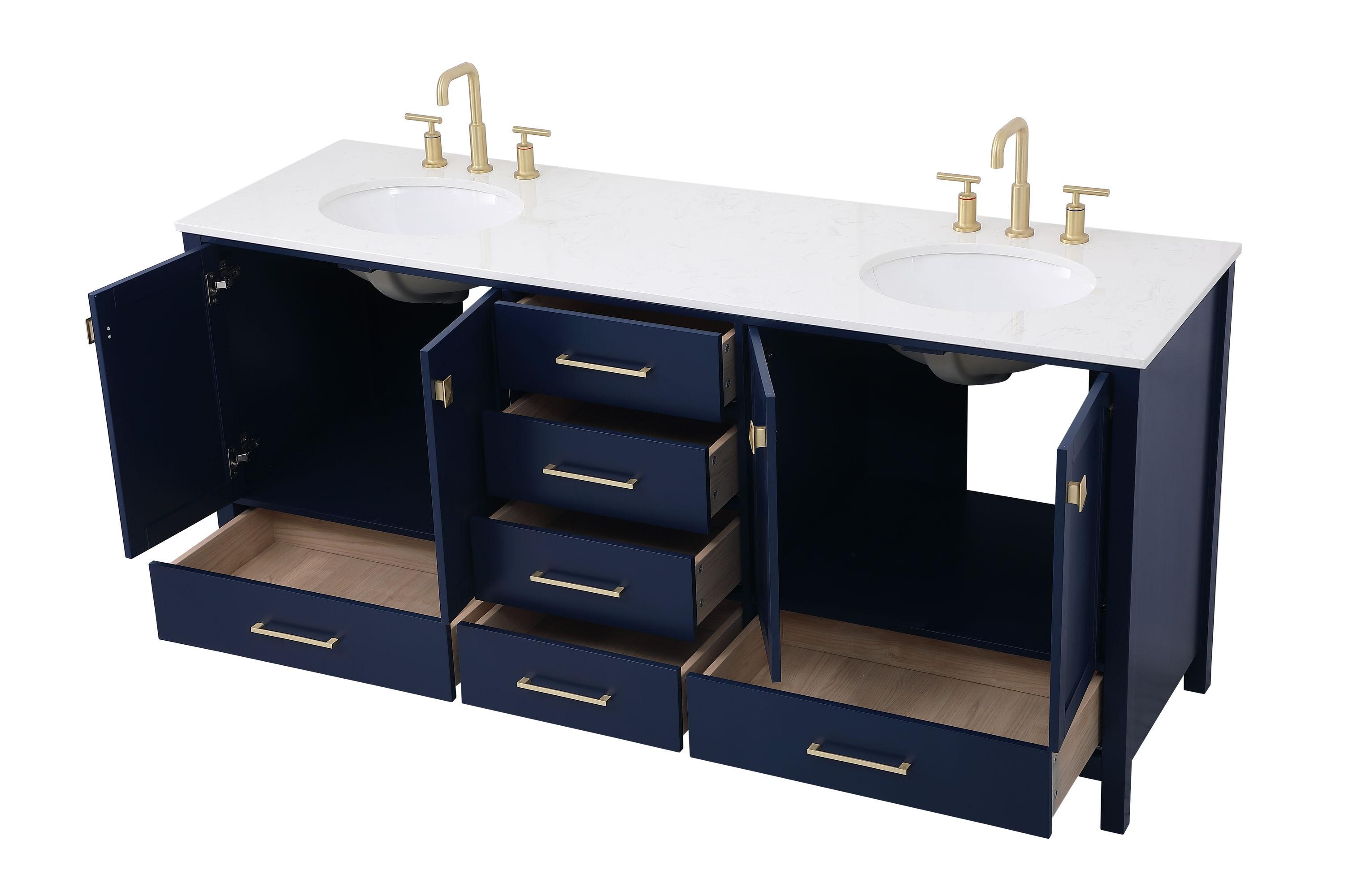 Lamborn 72'' Double Bathroom Vanity with Engineered Marble Top