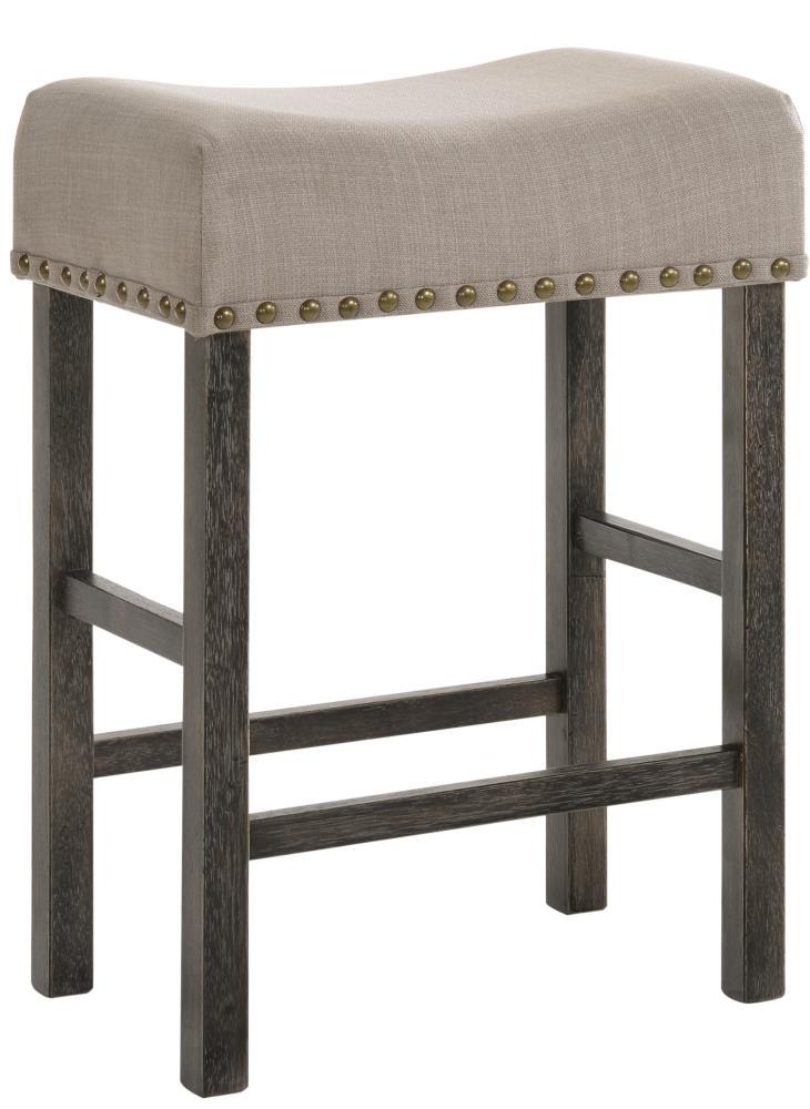 Martha II Counter Height Barstool Tan Linen/Weathered Gray - Acme Furniture